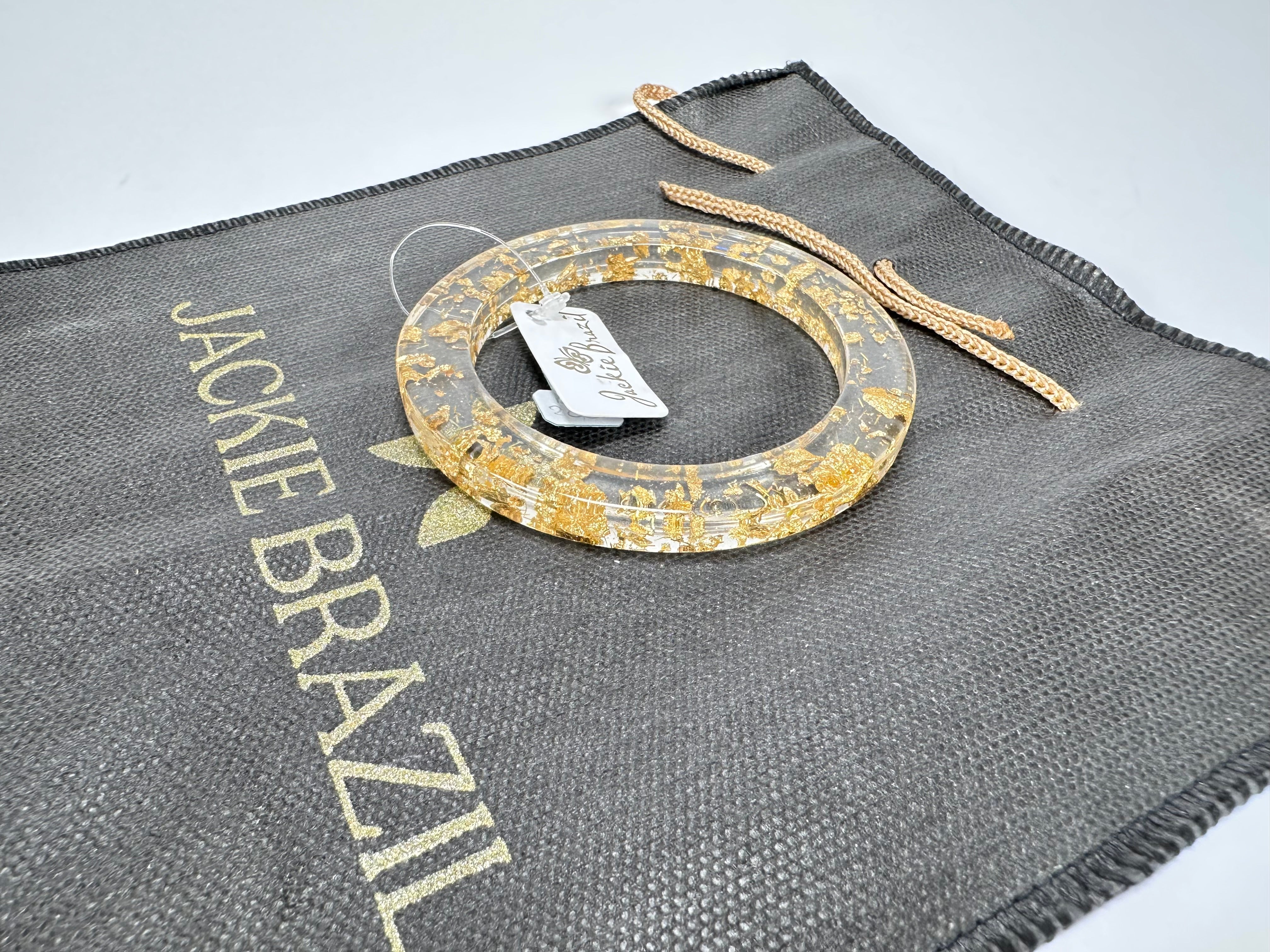 Jackie Brazil "Olympic" Gold Flakes Solid Round 0.6cm Resin Bangle ( B0200 )