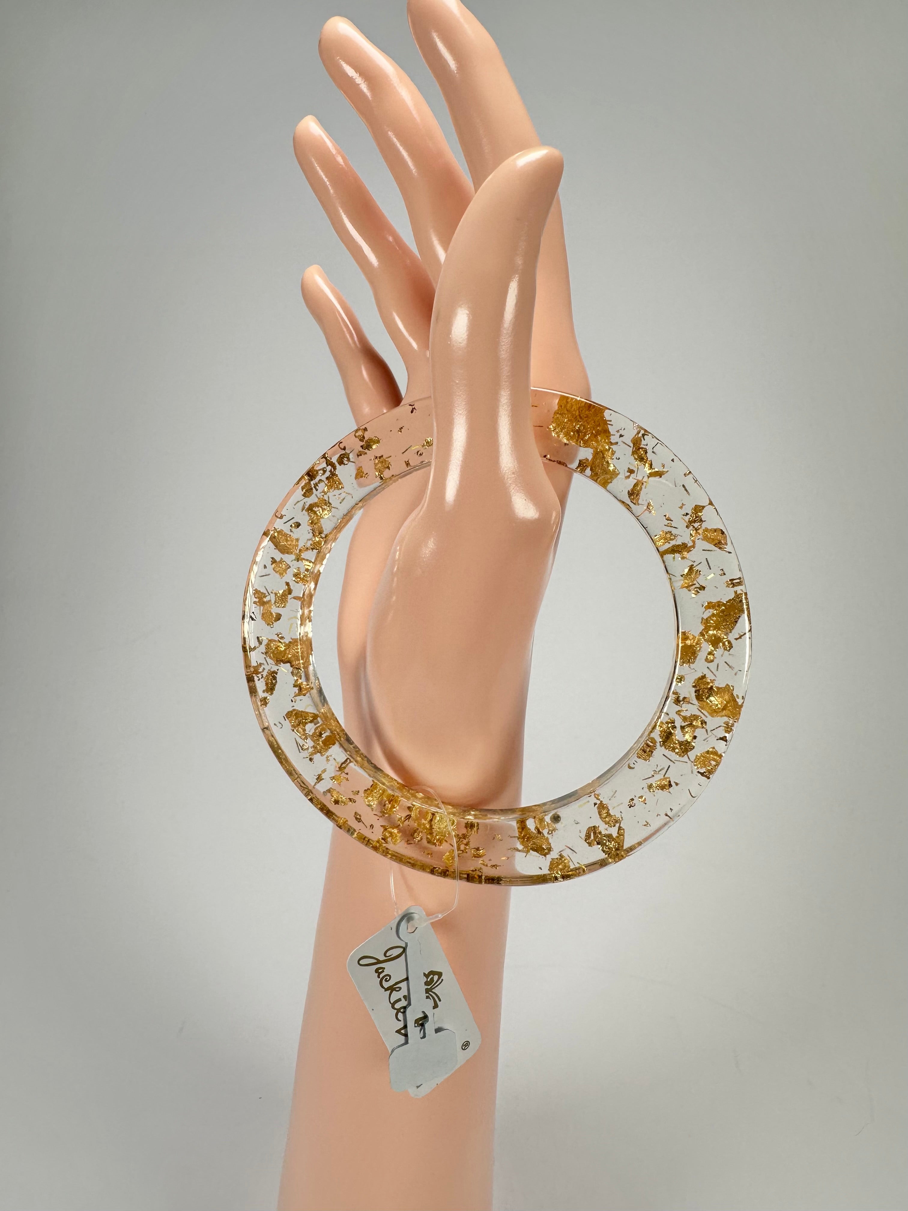 Jackie Brazil "Olympic" Gold Flakes Solid Round 0.6cm Resin Bangle ( B0200 )