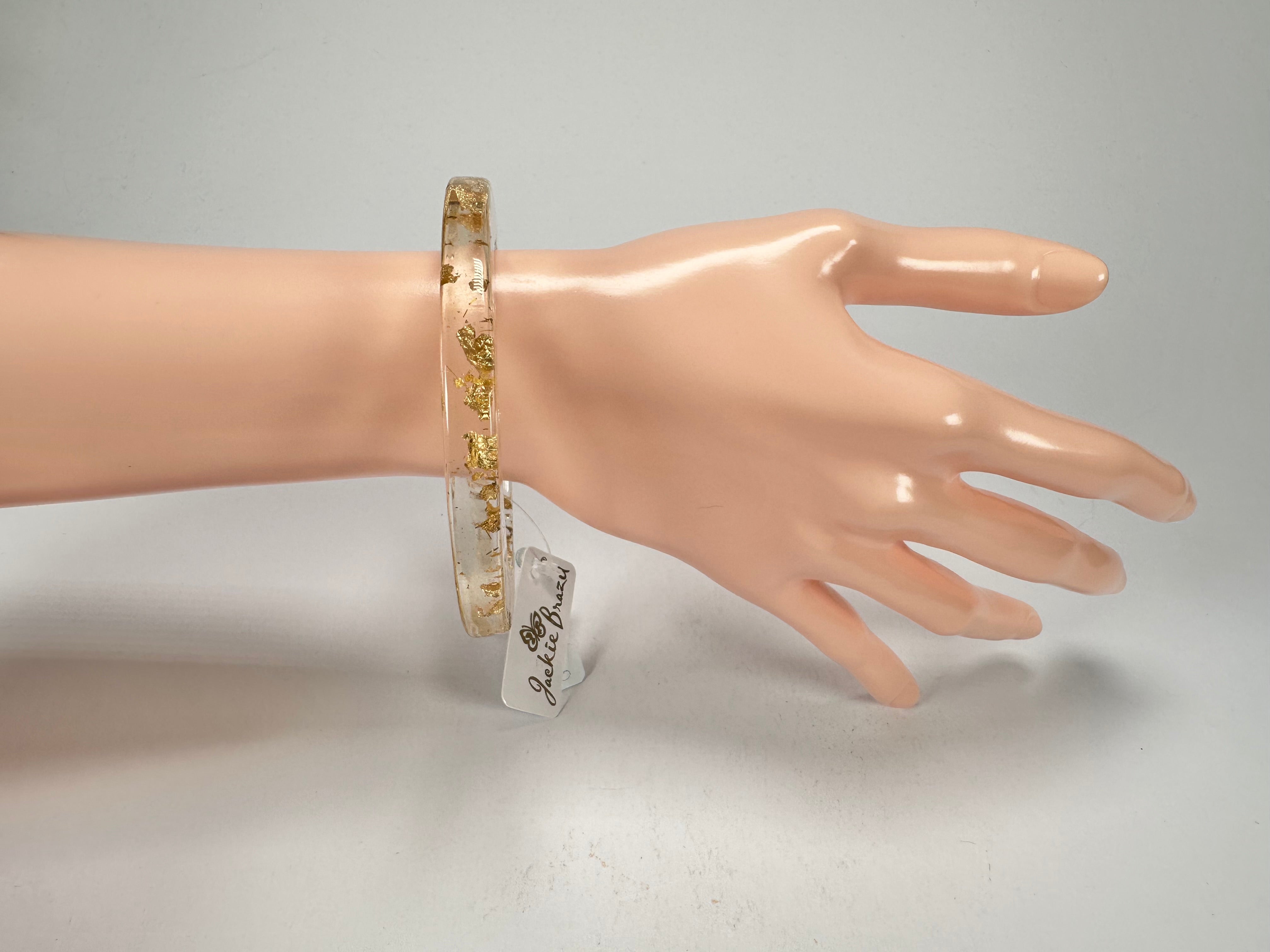 Jackie Brazil "Olympic" Gold Flakes Solid Round 0.6cm Resin Bangle ( B0200 )