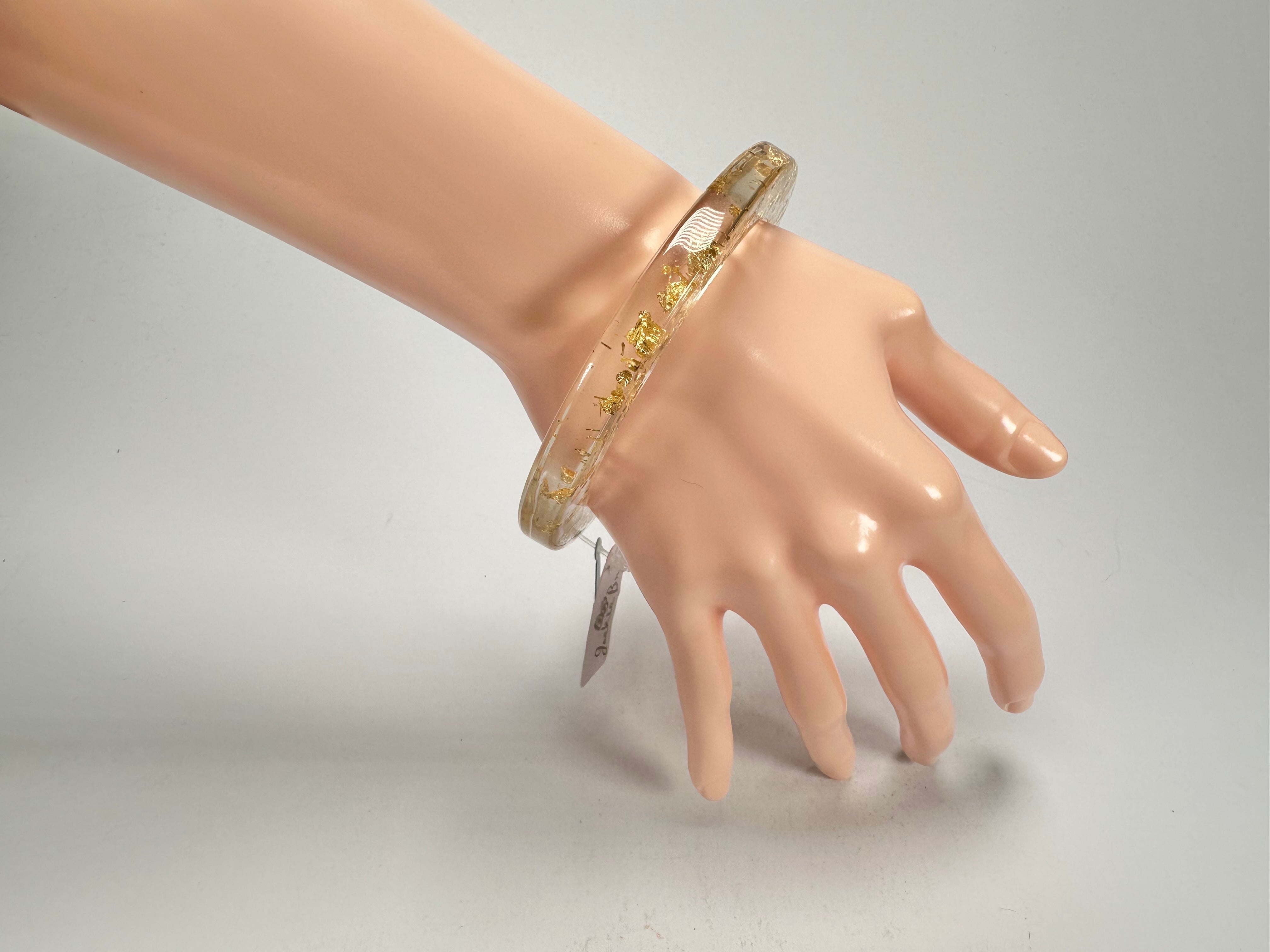 Jackie Brazil "Olympic" Gold Flakes Solid Round 0.6cm Resin Bangle ( B0200 )