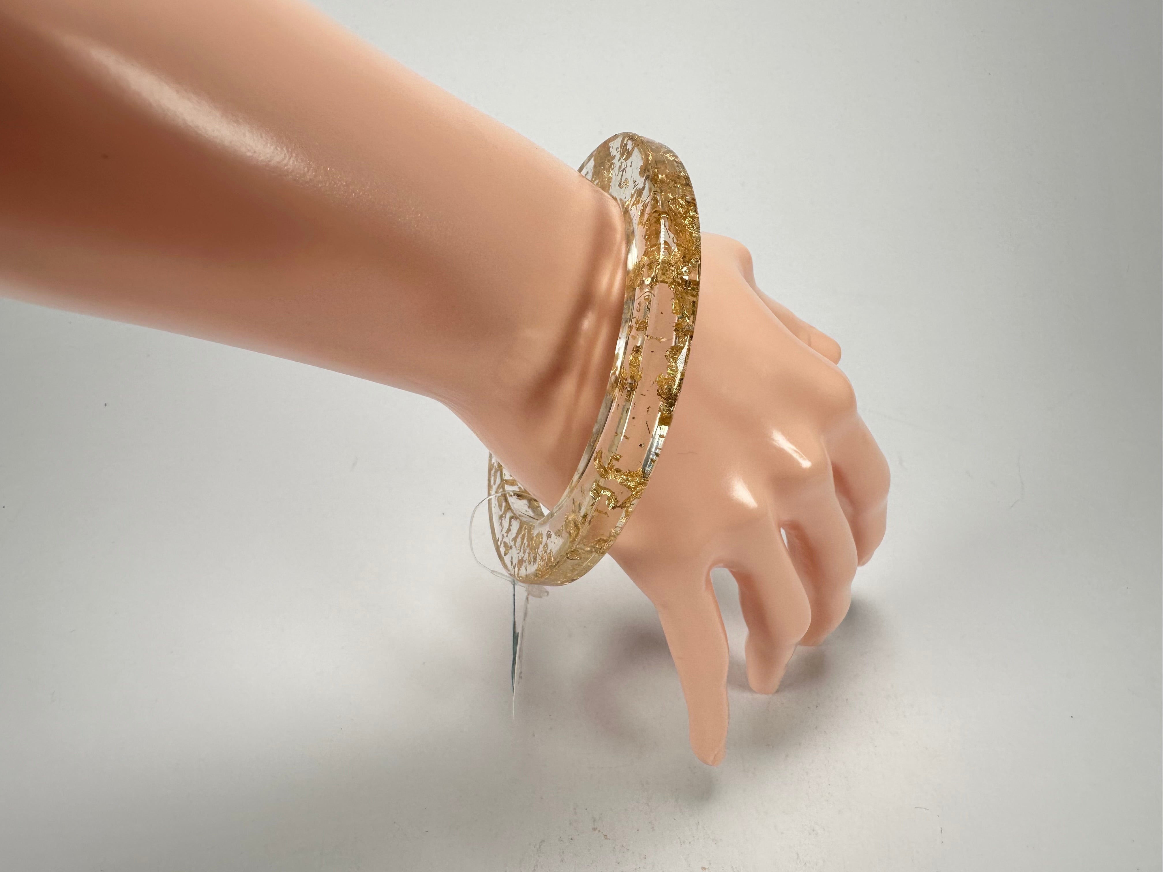 Jackie Brazil "Olympic" Gold Flakes Solid Round 0.6cm Resin Bangle ( B0200 )