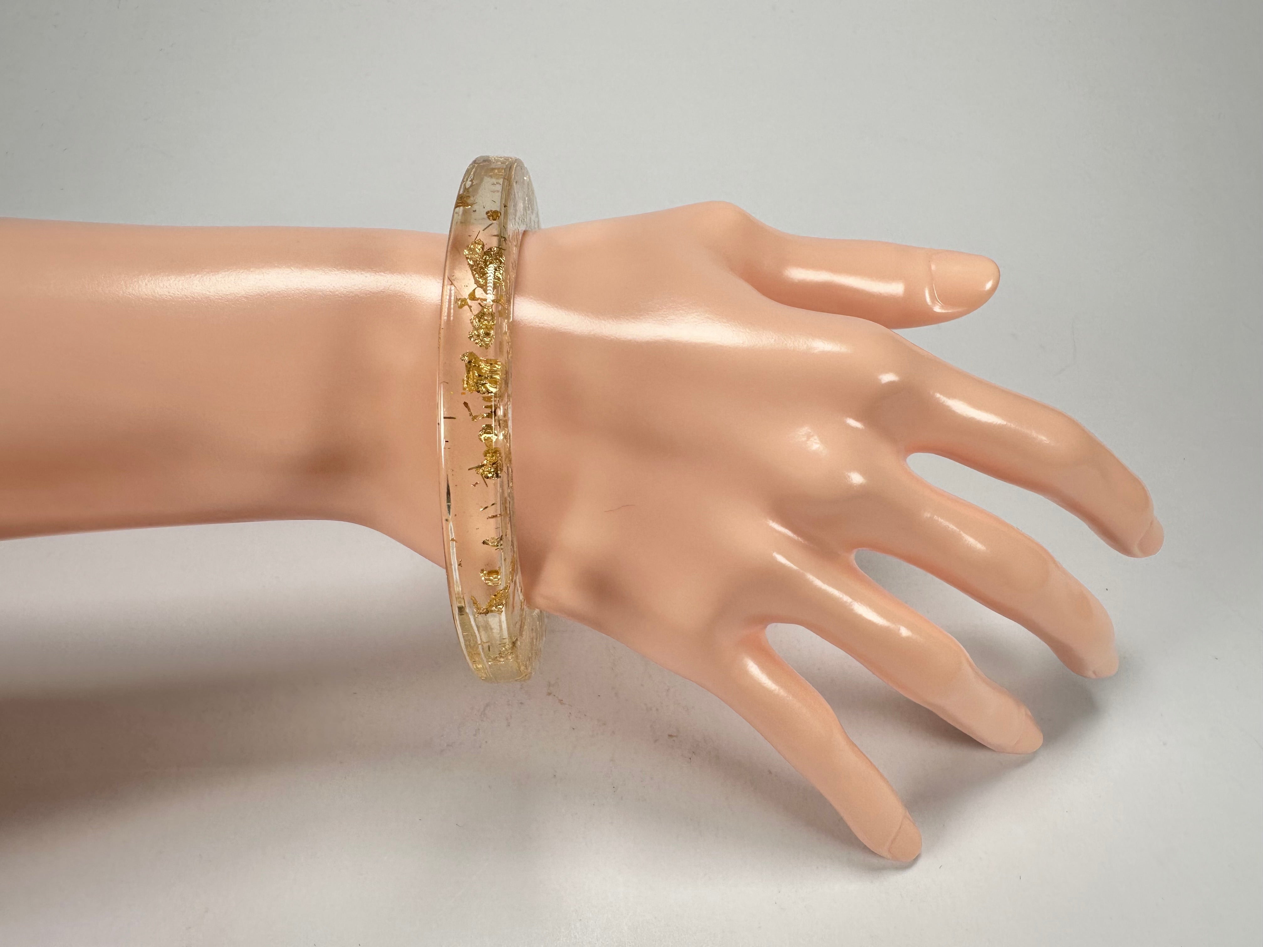 Jackie Brazil "Olympic" Gold Flakes Solid Round 0.6cm Resin Bangle ( B0200 )