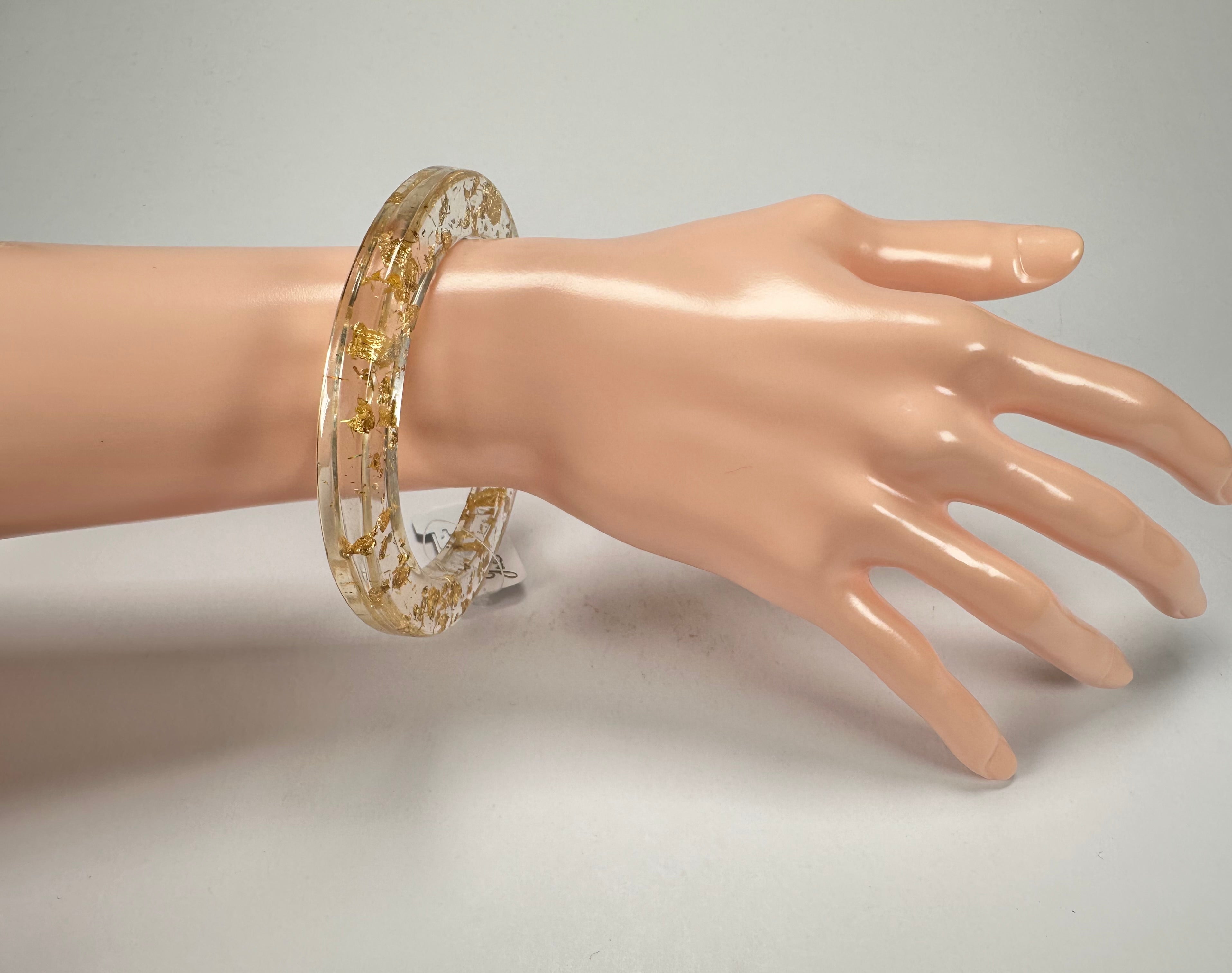 Jackie Brazil "Olympic" Gold Flakes Solid Round 0.6cm Resin Bangle ( B0200 )