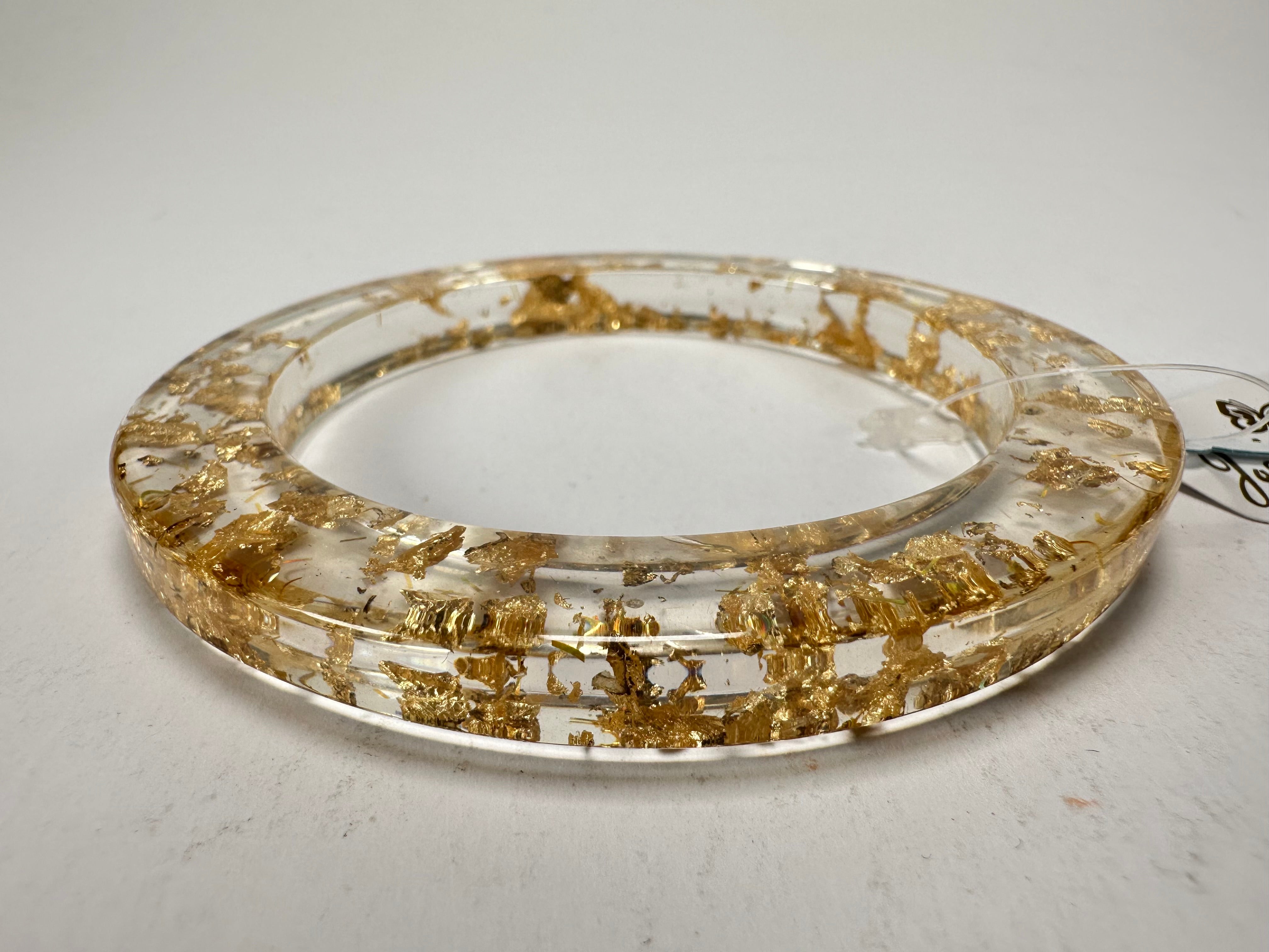 Jackie Brazil "Olympic" Gold Flakes Solid Round 0.6cm Resin Bangle ( B0200 )