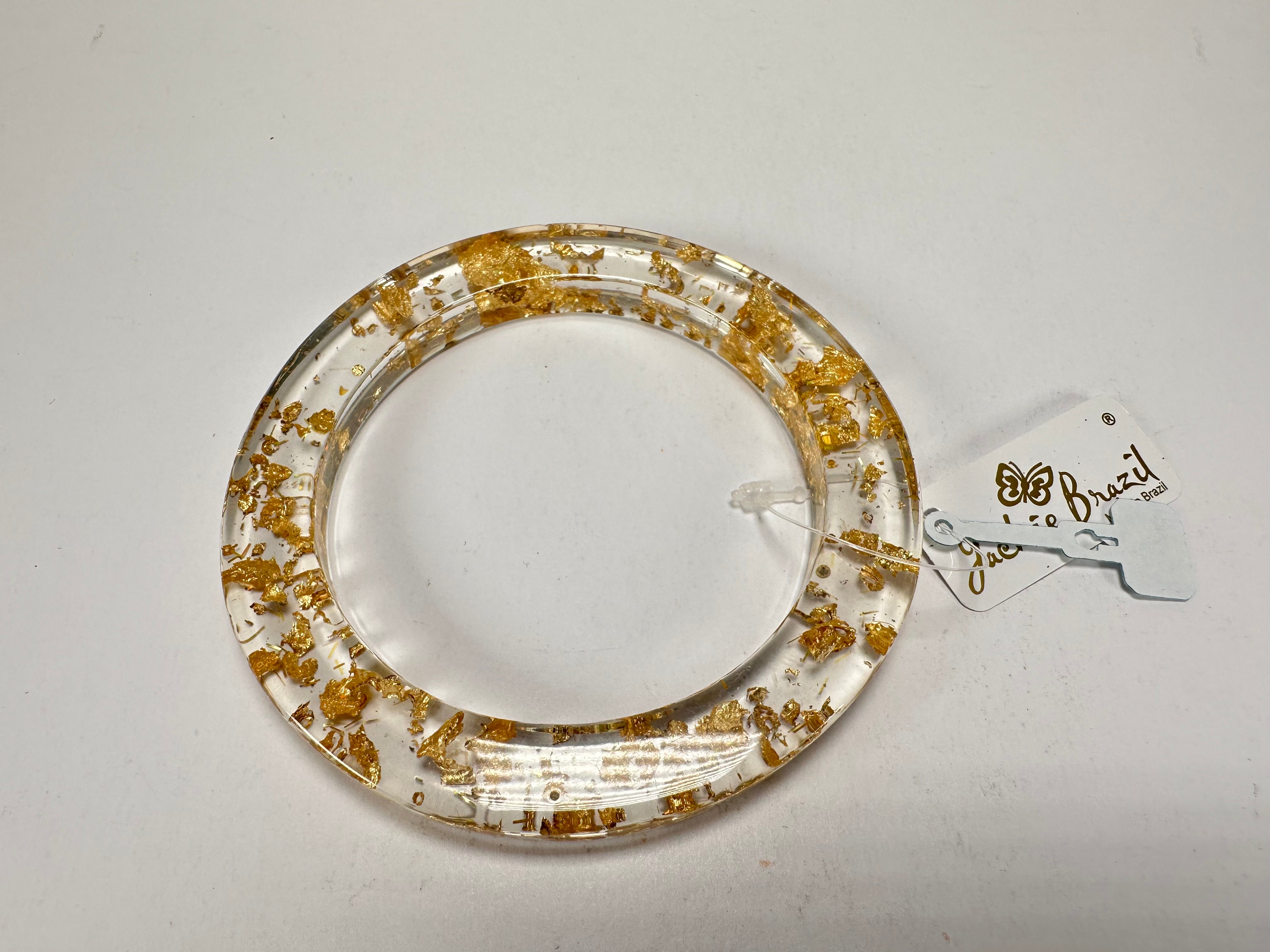 Jackie Brazil "Olympic" Gold Flakes Solid Round 0.6cm Resin Bangle ( B0200 )