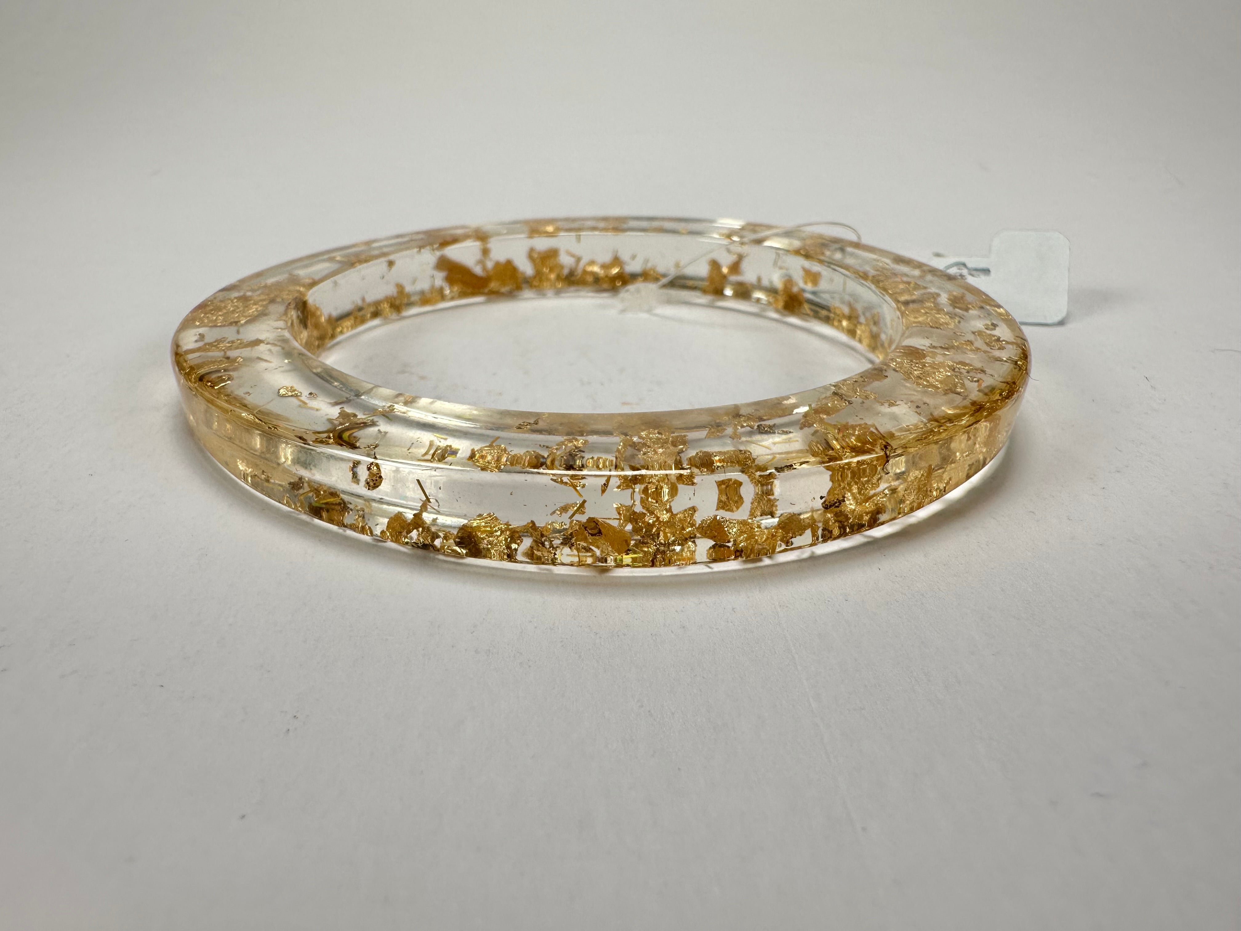 Jackie Brazil "Olympic" Gold Flakes Solid Round 0.6cm Resin Bangle ( B0200 )