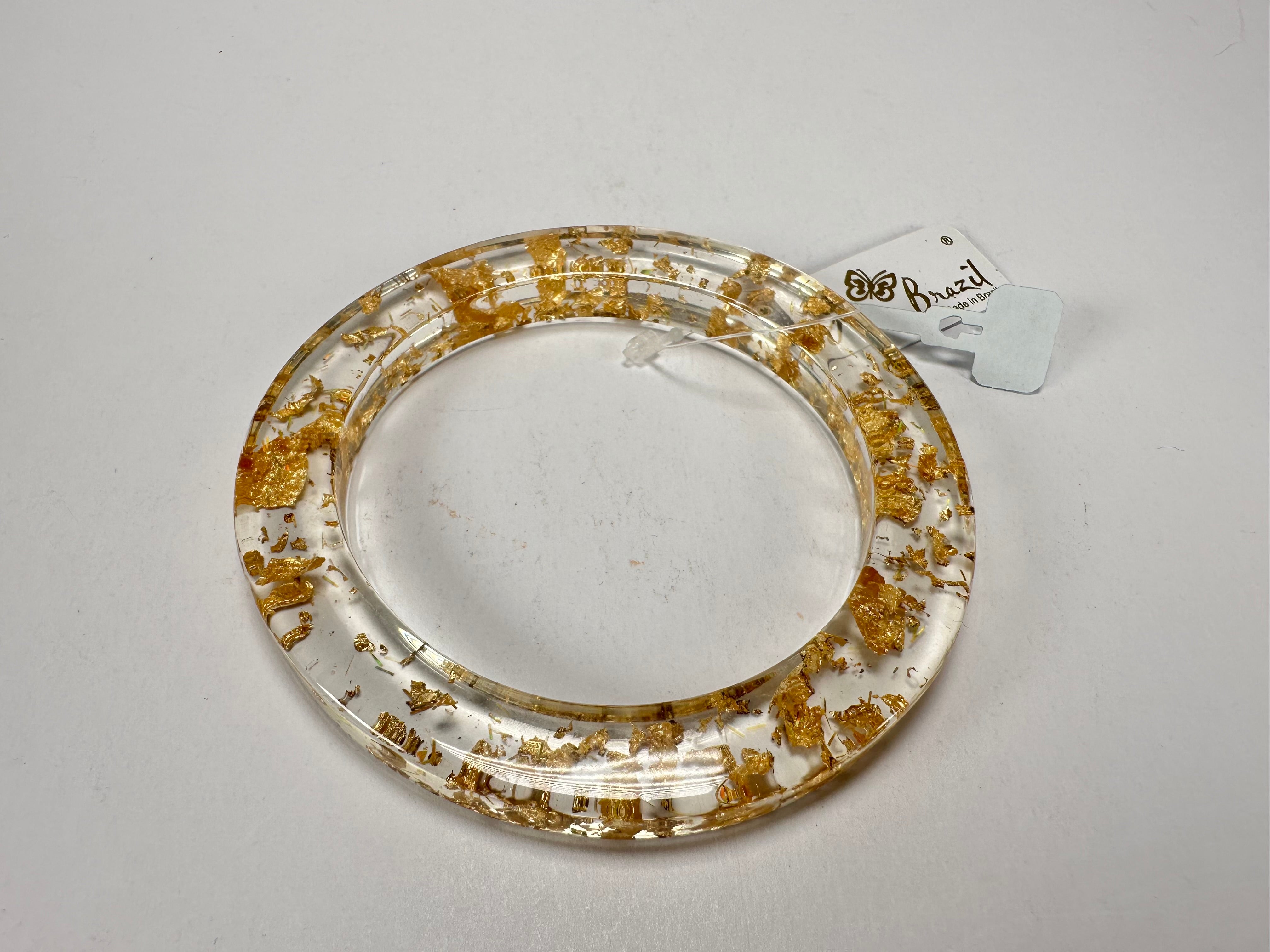 Jackie Brazil "Olympic" Gold Flakes Solid Round 0.6cm Resin Bangle ( B0200 )