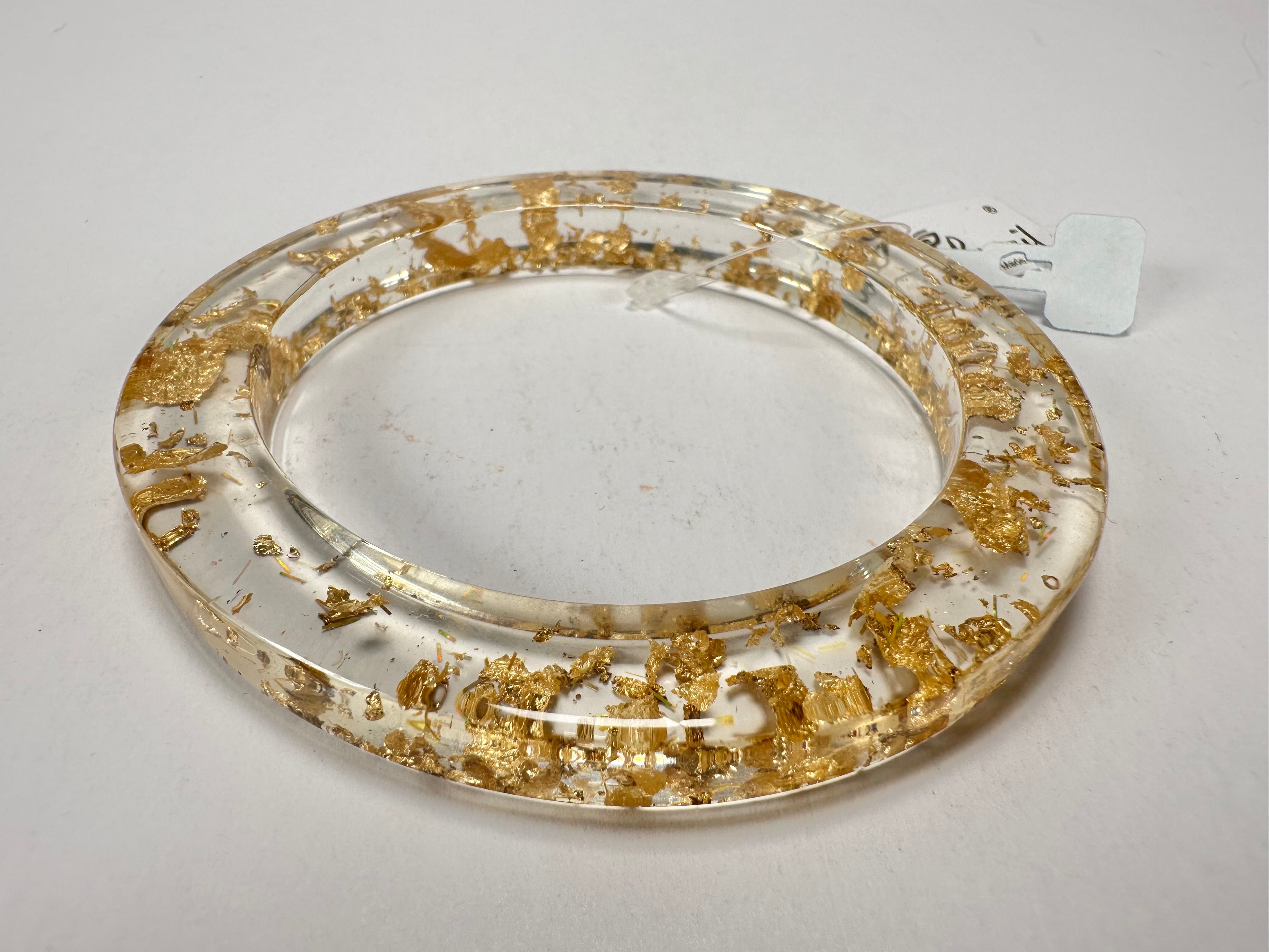Jackie Brazil "Olympic" Gold Flakes Solid Round 0.6cm Resin Bangle ( B0200 )