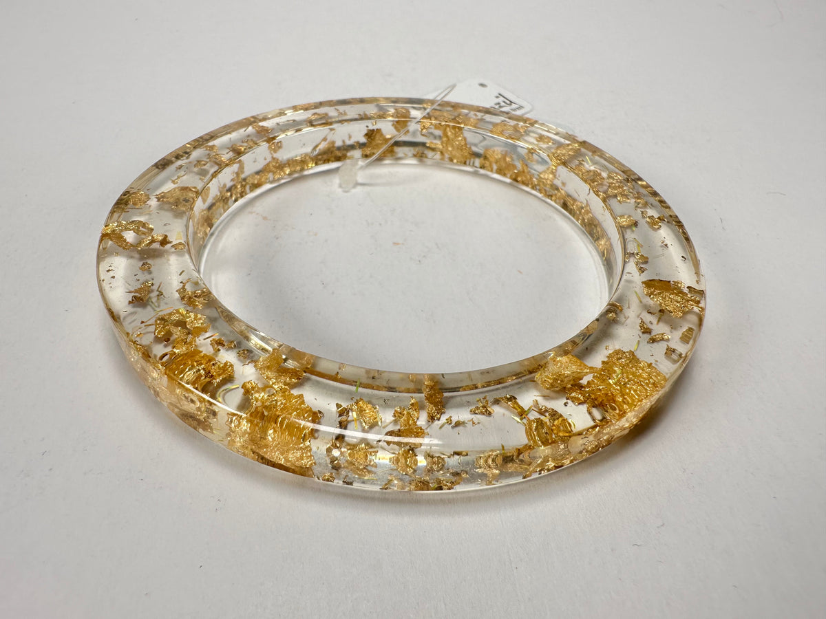 Jackie Brazil "Olympic" Gold Flakes Solid Round 0.6cm Resin Bangle ( B0200 )
