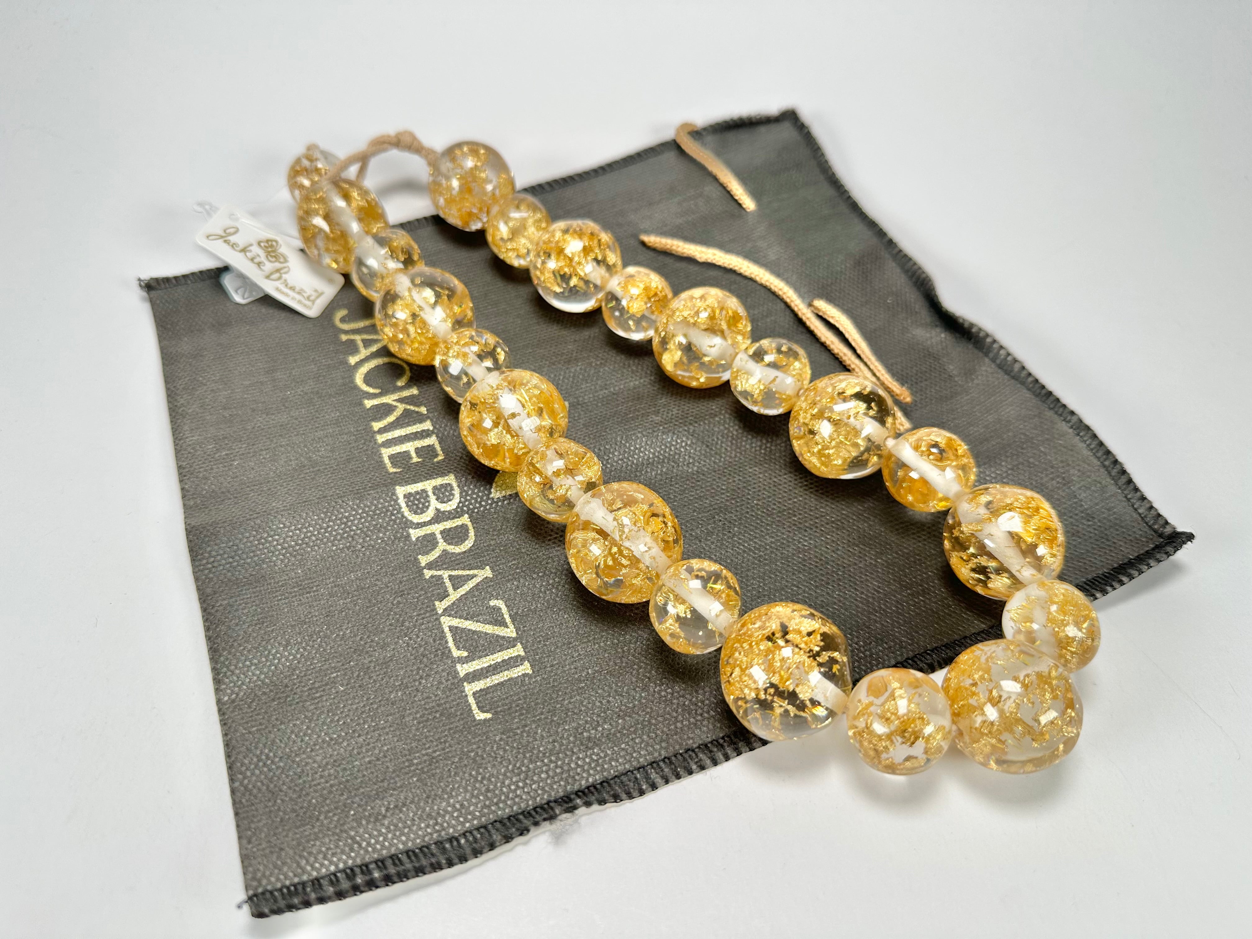 Jackie Brazil "Large Spheres" Short Abstract Gold Flakes Necklace 50cm ( N2692 )