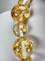 Jackie Brazil "Large Spheres" Short Abstract Gold Flakes Necklace 50cm ( N2692 )
