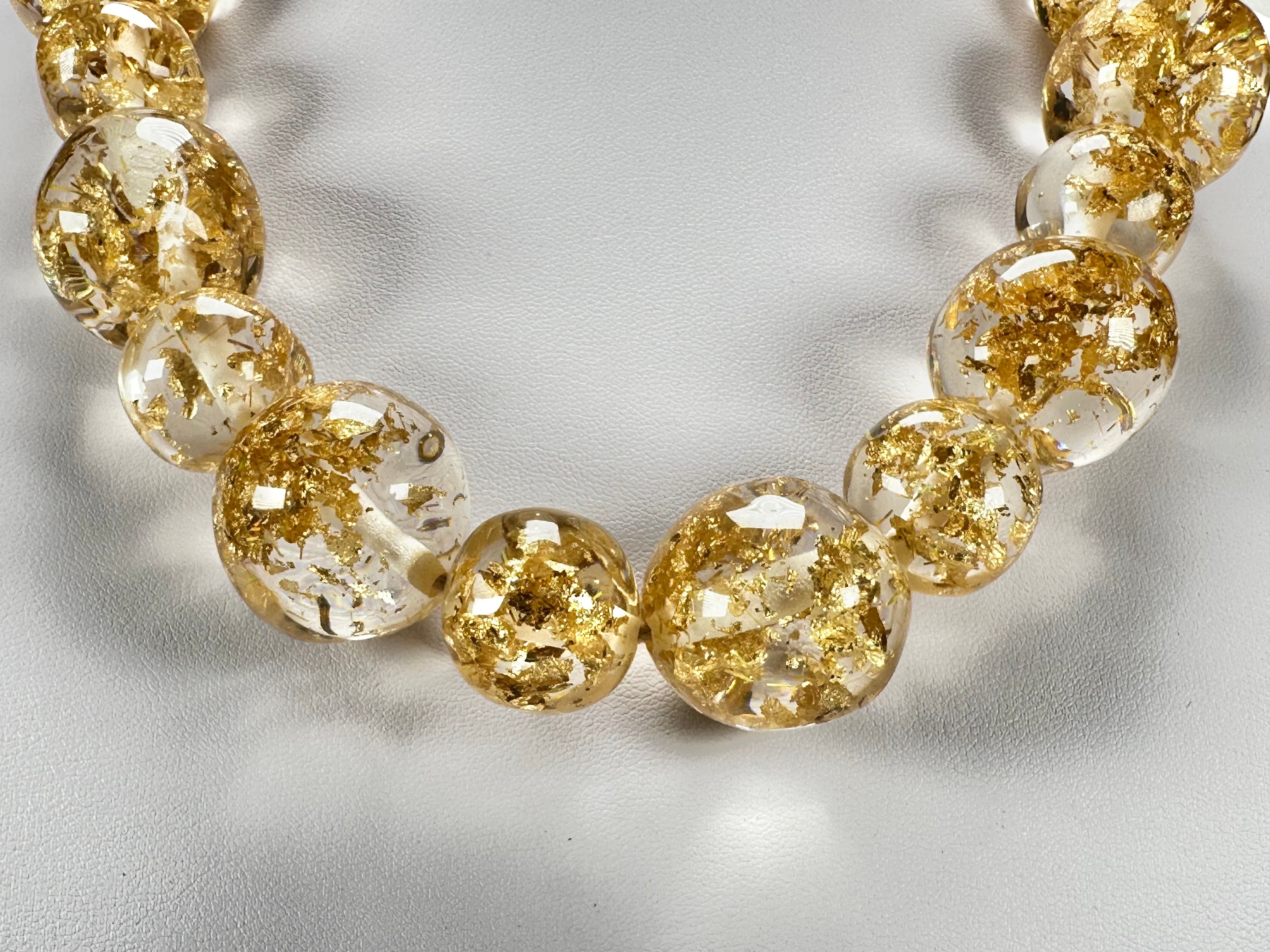 Jackie Brazil "Large Spheres" Short Abstract Gold Flakes Necklace 50cm ( N2692 )