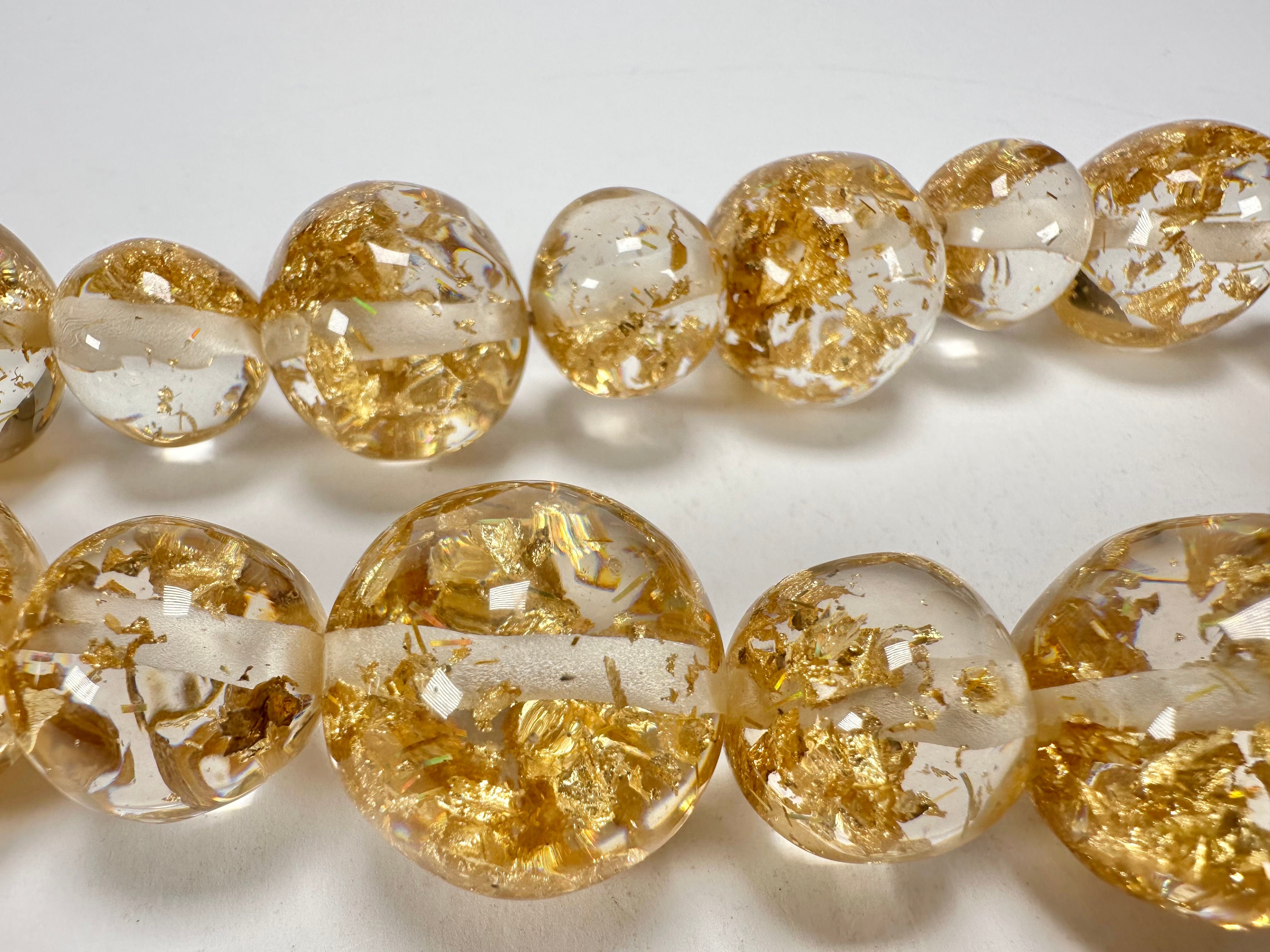 Jackie Brazil "Large Spheres" Short Abstract Gold Flakes Necklace 50cm ( N2692 )