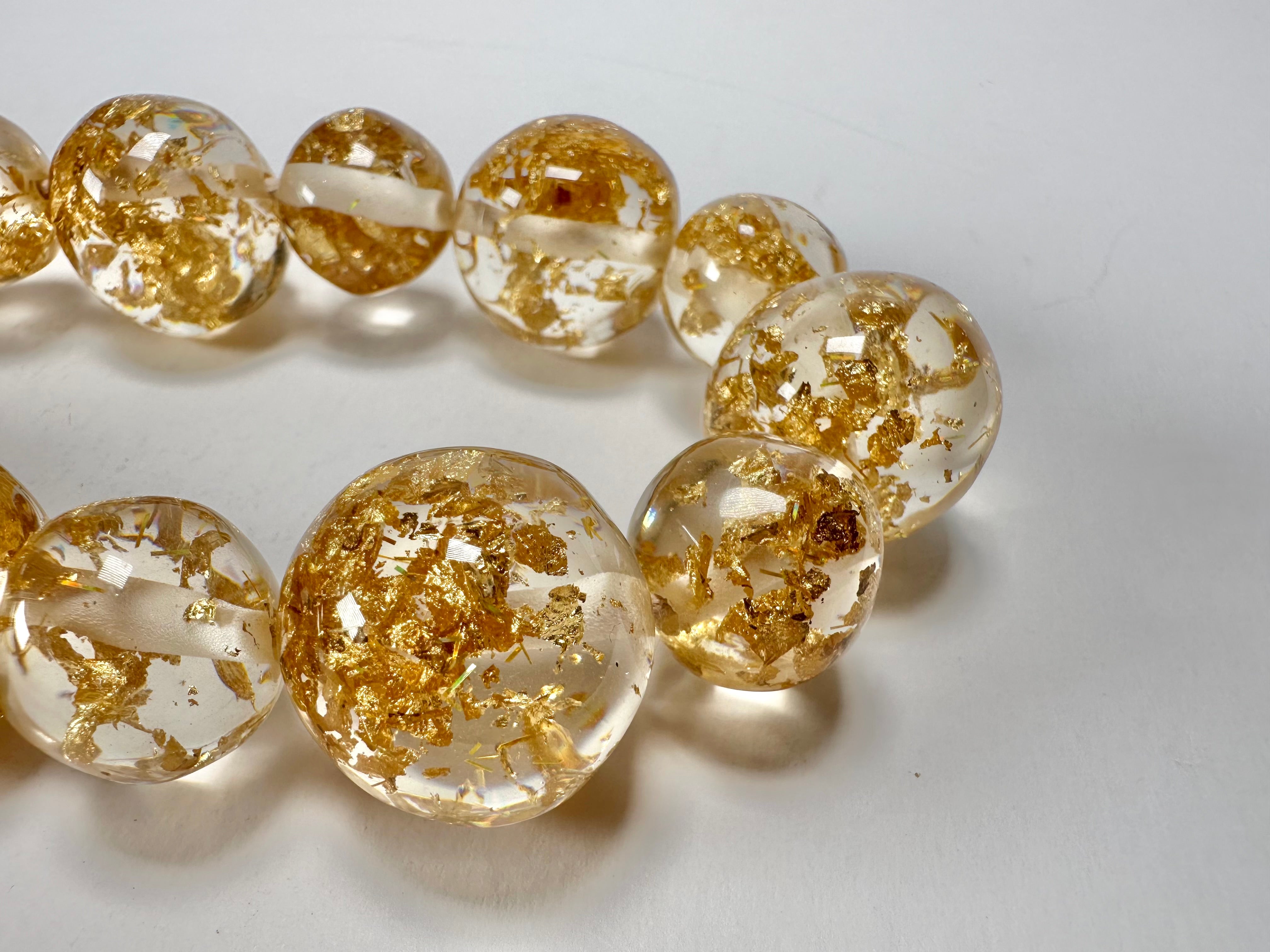 Jackie Brazil "Large Spheres" Short Abstract Gold Flakes Necklace 50cm ( N2692 )