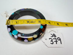 Jackie Brazil "Shinny Spotted" Black & Mix Spots Solid Round Resin 1.7cm Bangle ( B1726 )