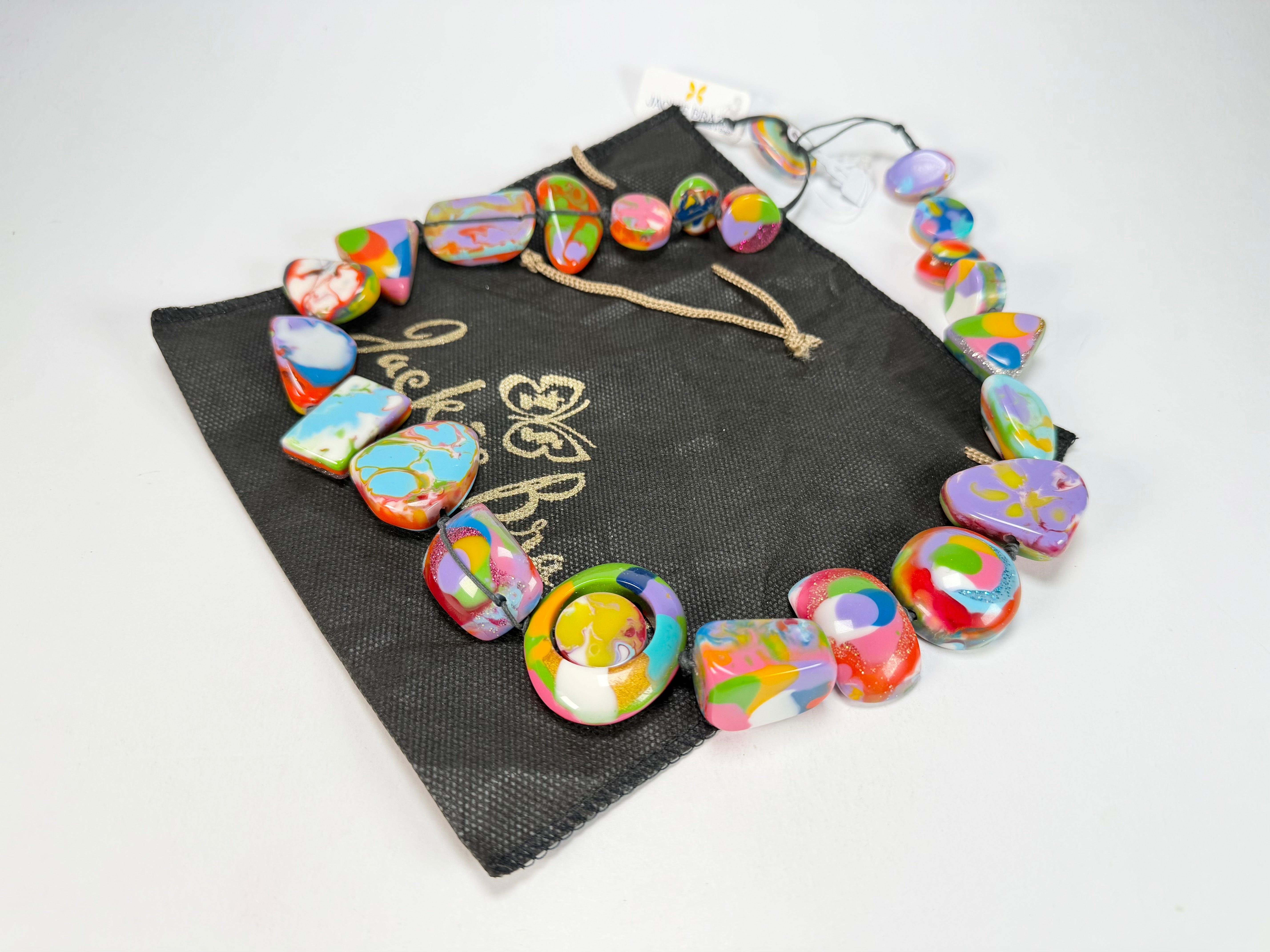 Jackie Brazil "Indiana" Kandinsky Multi-Bead Medium Resin 70cm Necklace ( N0033 )