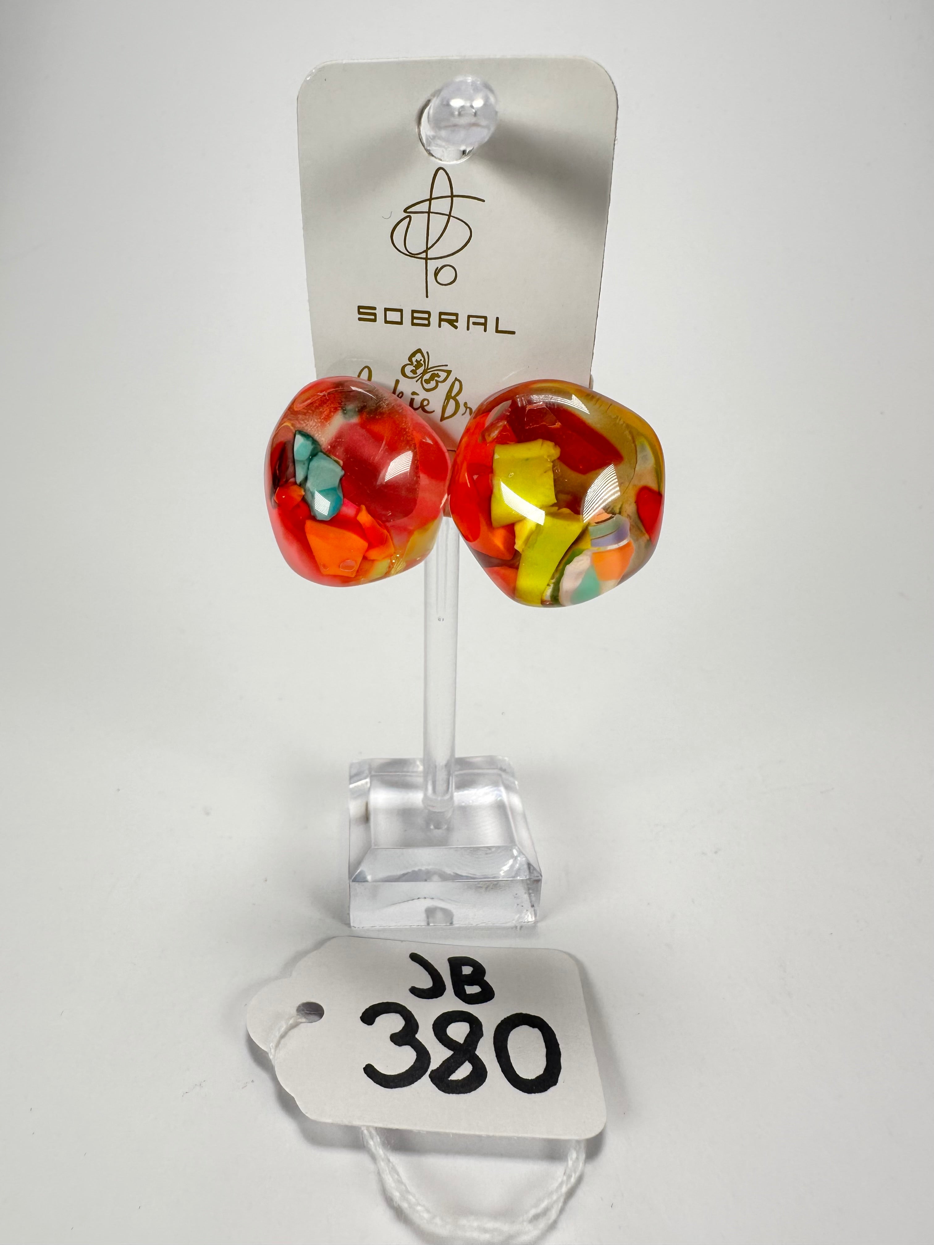 Jackie Brazil "Moda" Cascade  Abstract Clip On Resin Earrings ( E2962 )