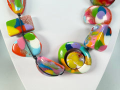 Jackie Brazil "Indiana" Kandinsky Multi-Bead Medium Resin 70cm Necklace ( N0033 )