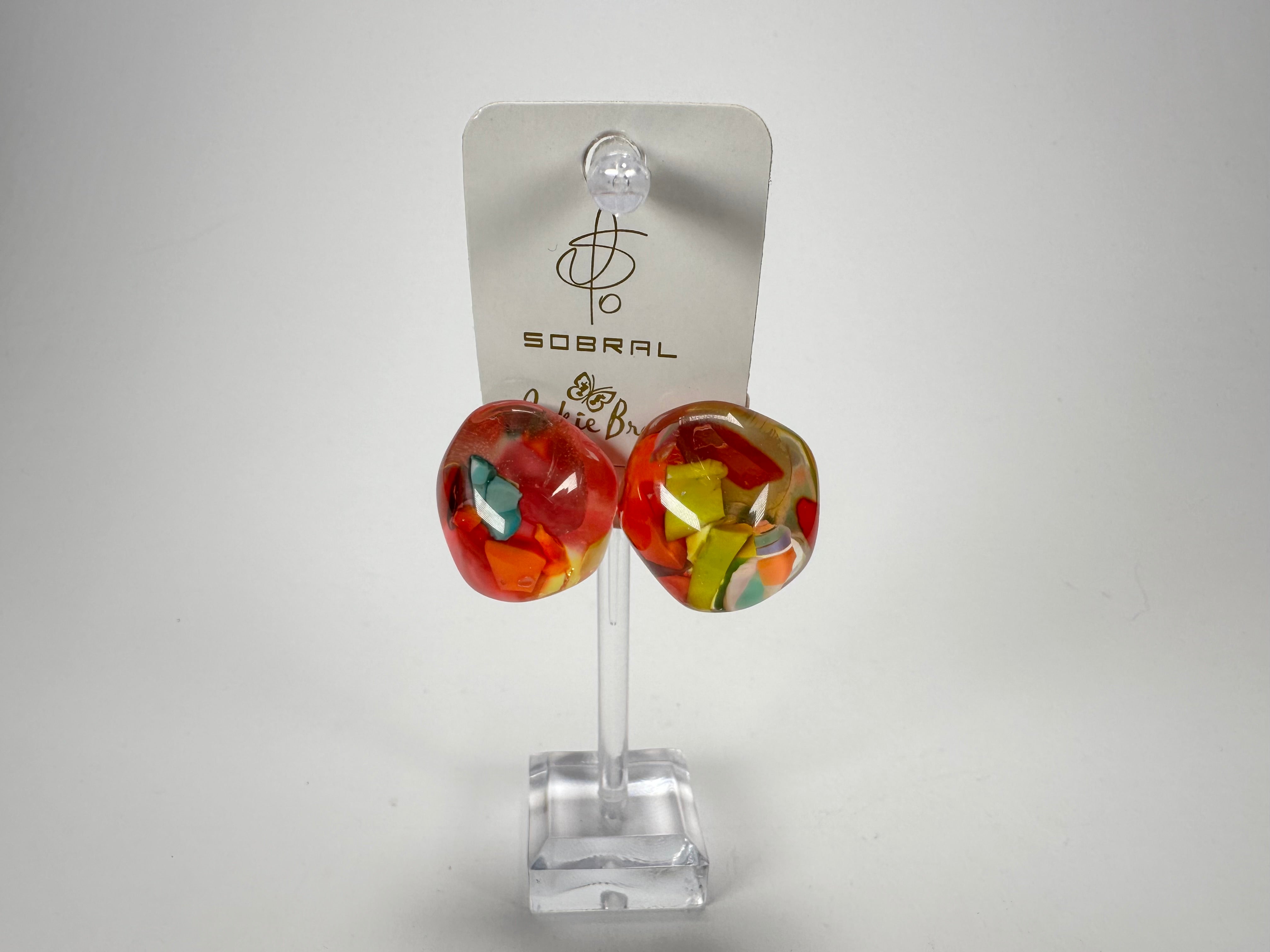 Jackie Brazil "Moda" Cascade  Abstract Clip On Resin Earrings ( E2962 )