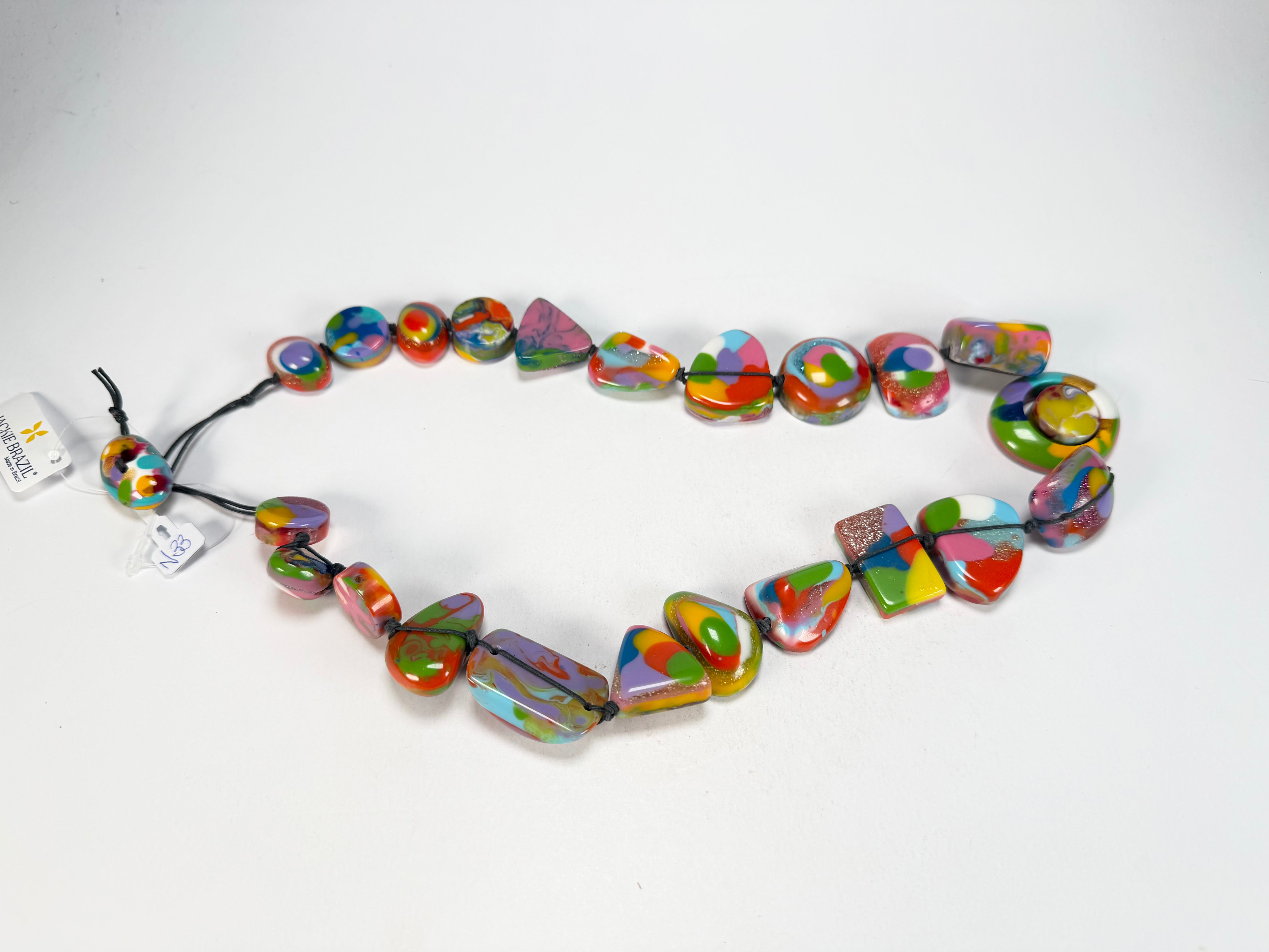 Jackie Brazil "Indiana" Kandinsky Multi-Bead Medium Resin 70cm Necklace ( N0033 )