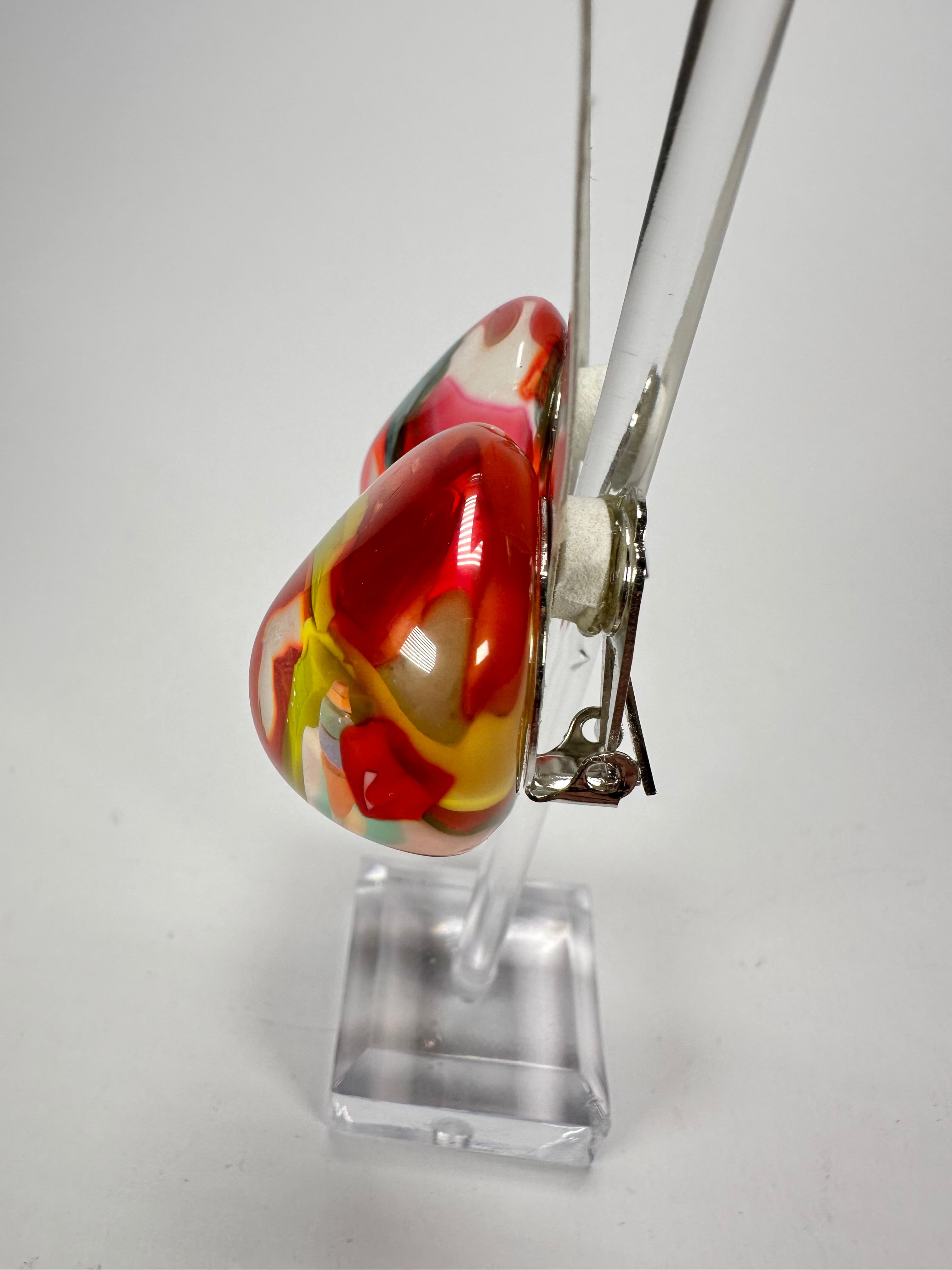 Jackie Brazil "Moda" Cascade  Abstract Clip On Resin Earrings ( E2962 )