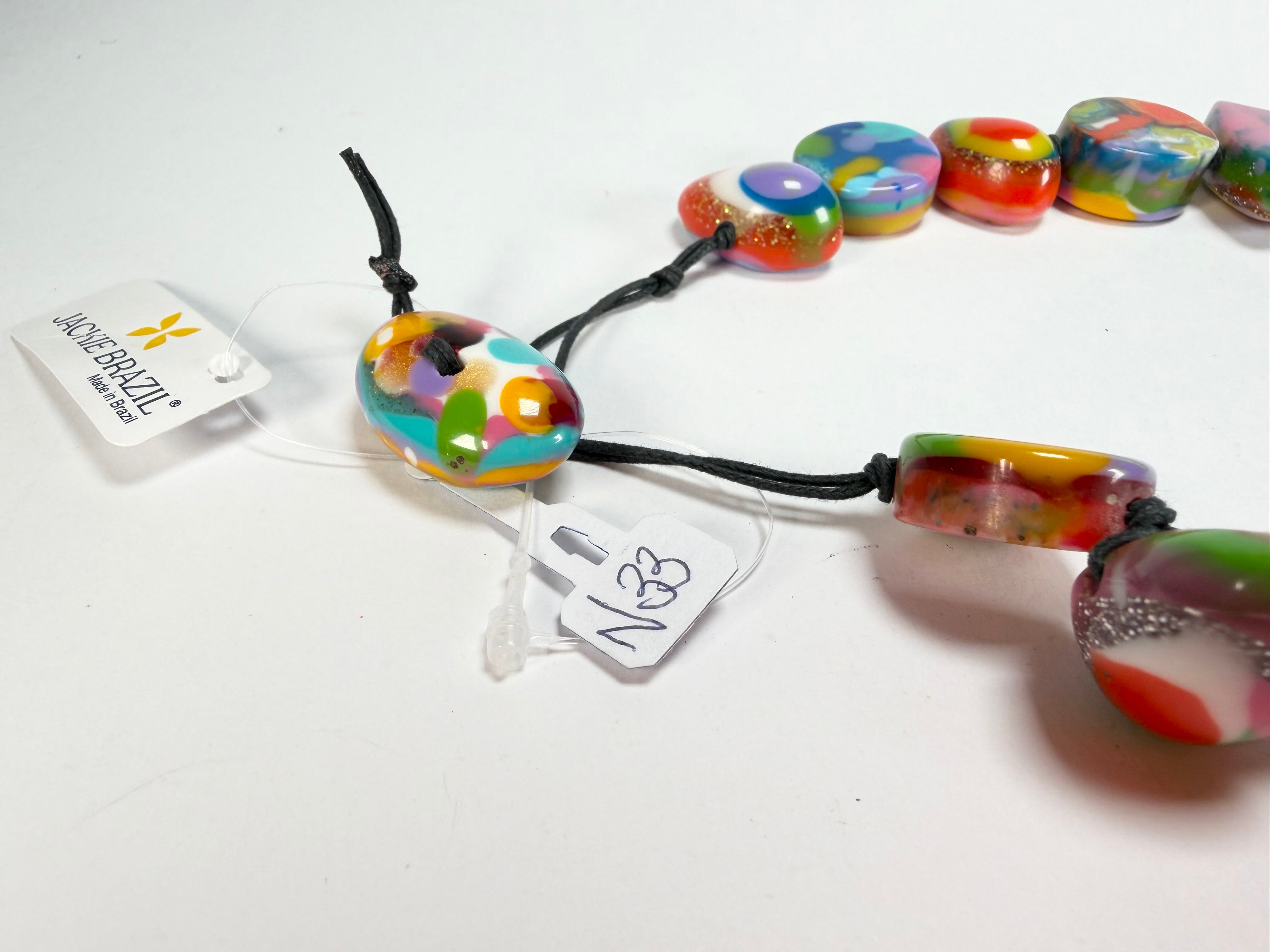 Jackie Brazil "Indiana" Kandinsky Multi-Bead Medium Resin 70cm Necklace ( N0033 )