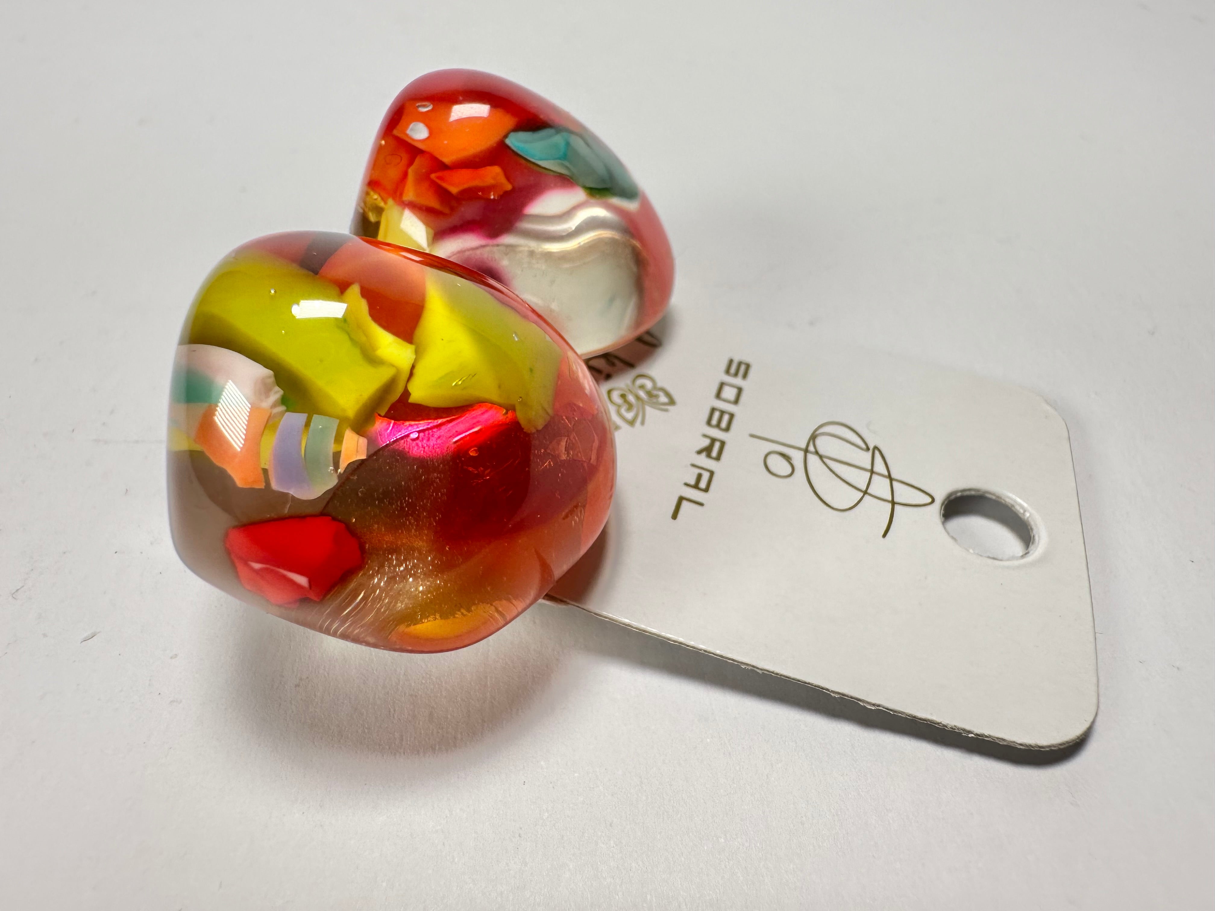 Jackie Brazil "Moda" Cascade  Abstract Clip On Resin Earrings ( E2962 )