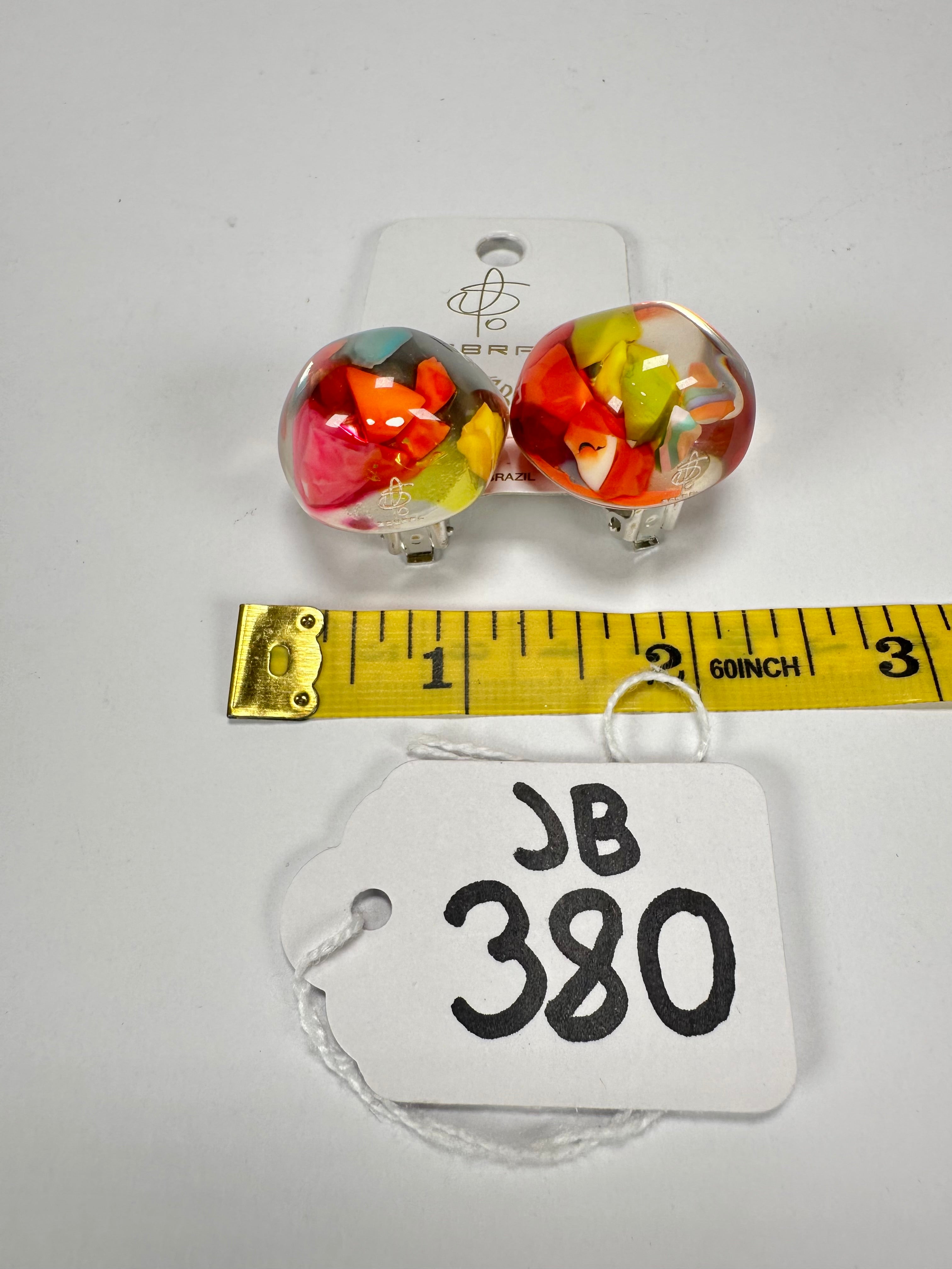 Jackie Brazil "Moda" Cascade  Abstract Clip On Resin Earrings ( E2962 )
