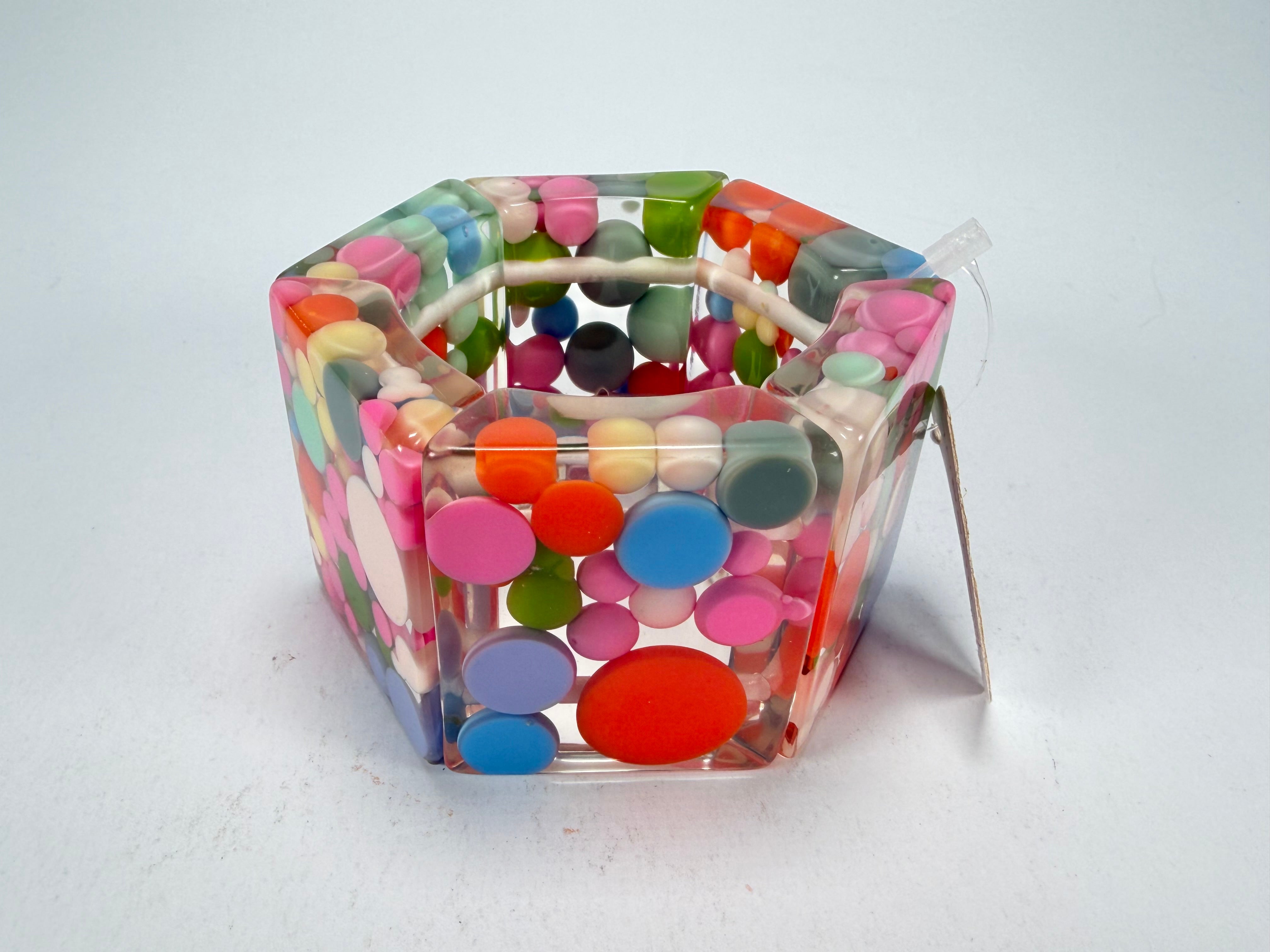 Jackie Brazil "Sabrina" Spots Hexagonal Elasticated 5cm Bracelet ( B2522 )