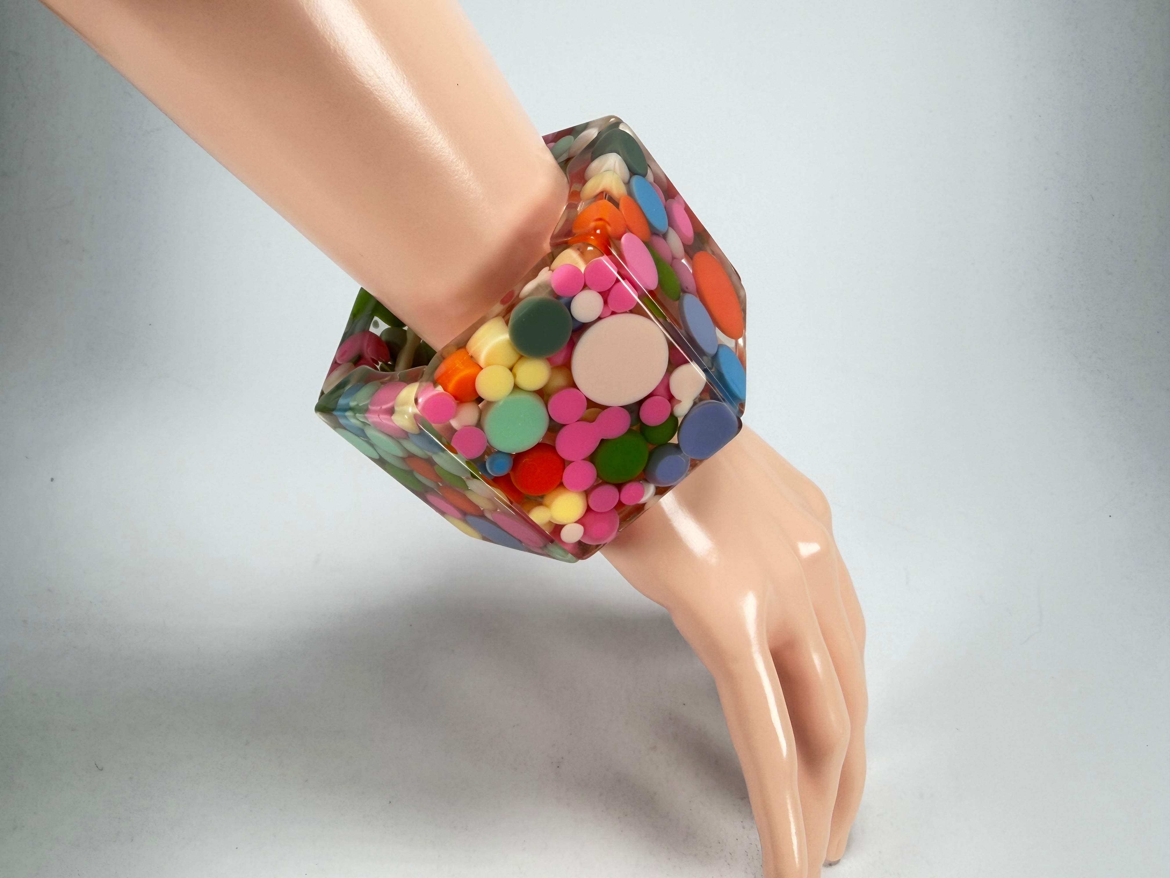 Jackie Brazil "Sabrina" Spots Hexagonal Elasticated 5cm Bracelet ( B2522 )