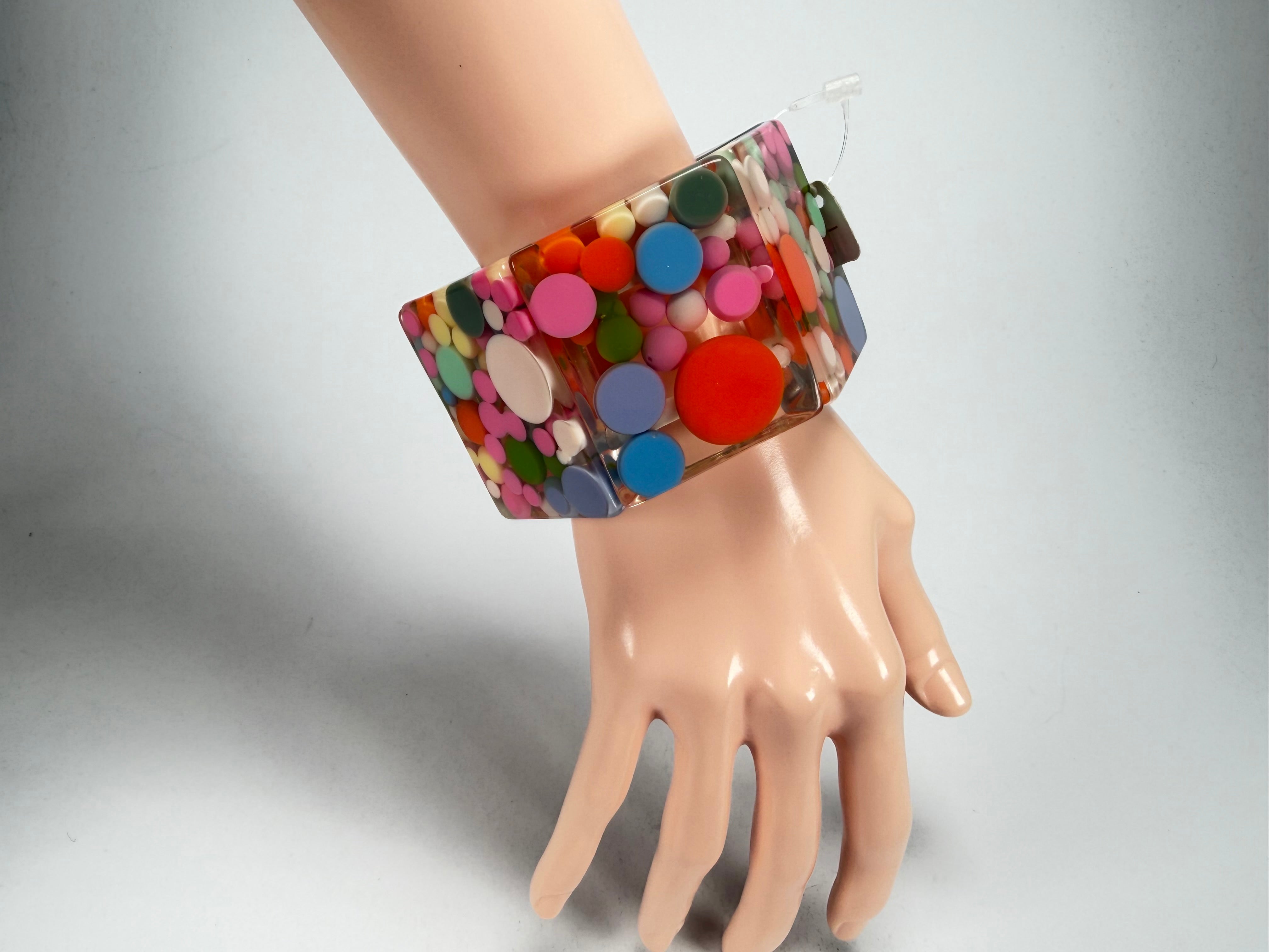 Jackie Brazil "Sabrina" Spots Hexagonal Elasticated 5cm Bracelet ( B2522 )