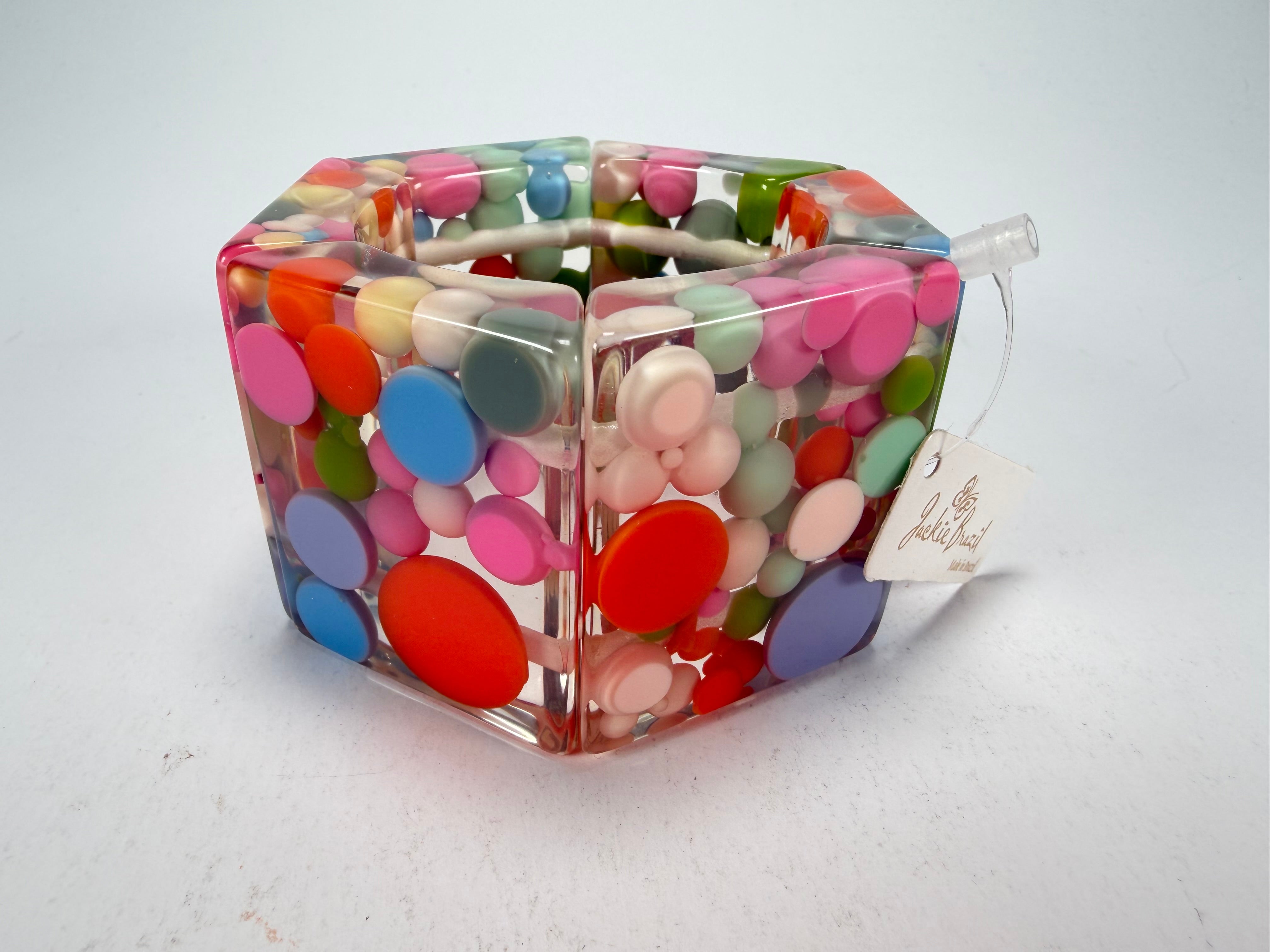 Jackie Brazil "Sabrina" Spots Hexagonal Elasticated 5cm Bracelet ( B2522 )