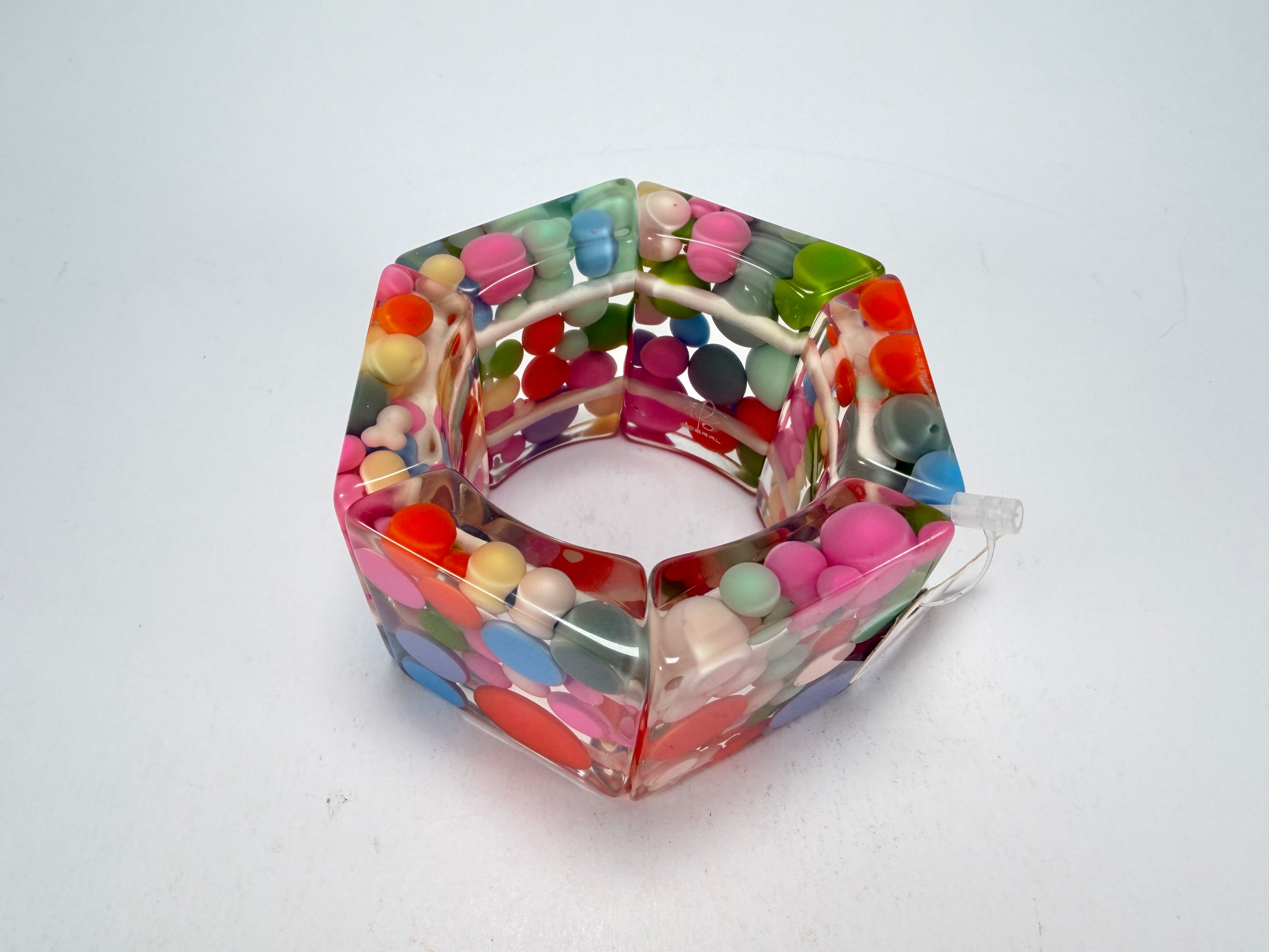 Jackie Brazil "Sabrina" Spots Hexagonal Elasticated 5cm Bracelet ( B2522 )