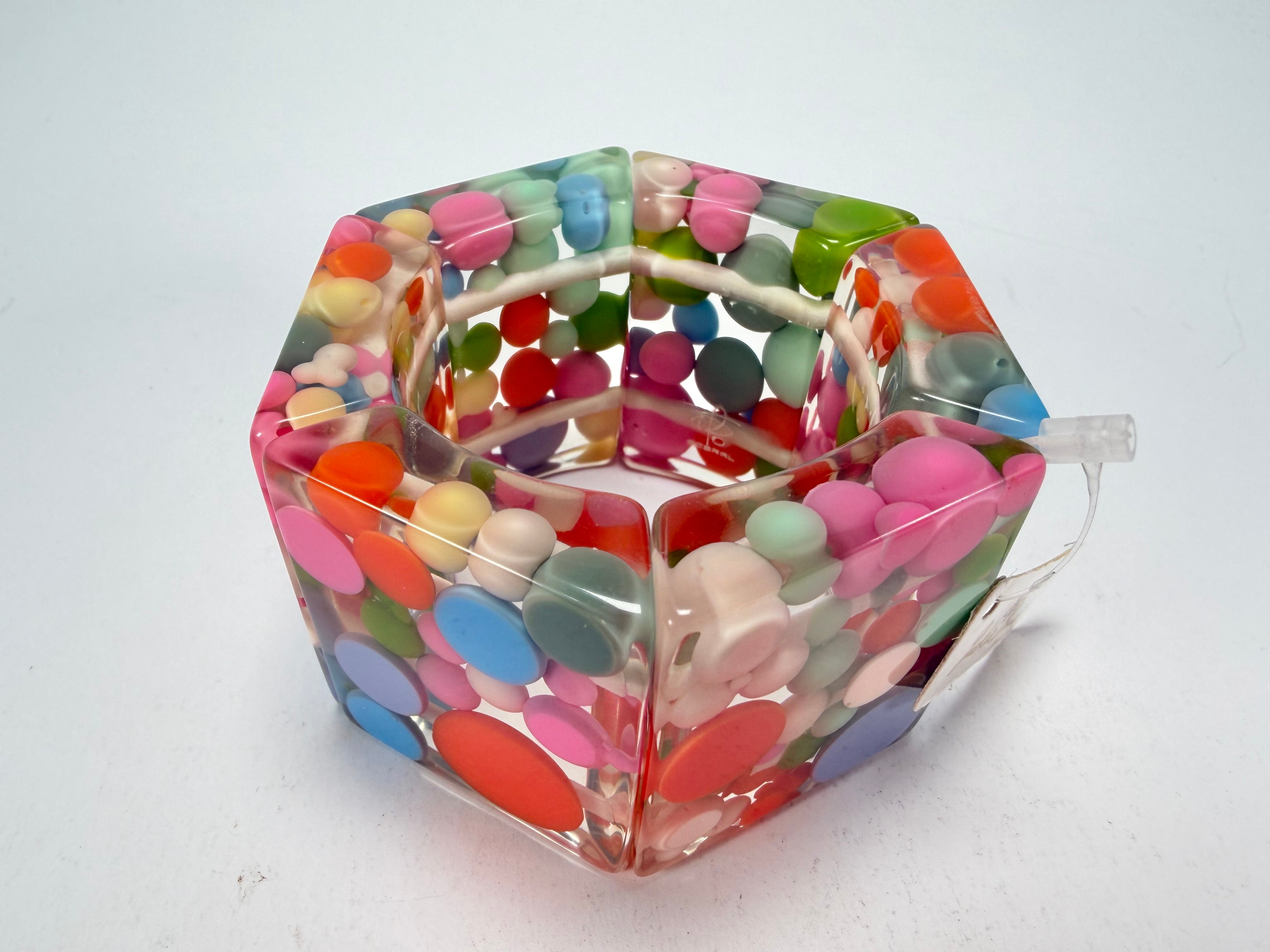 Jackie Brazil "Sabrina" Spots Hexagonal Elasticated 5cm Bracelet ( B2522 )