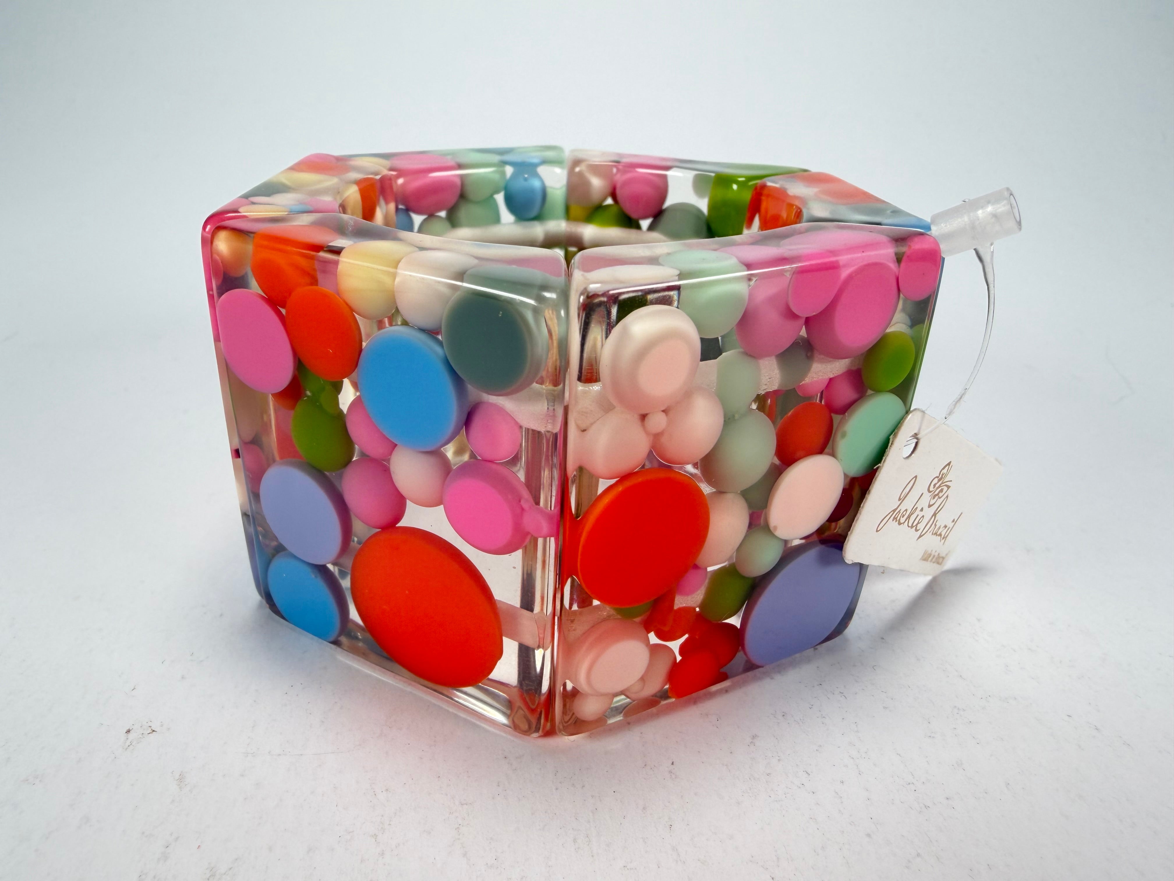 Jackie Brazil "Sabrina" Spots Hexagonal Elasticated 5cm Bracelet ( B2522 )