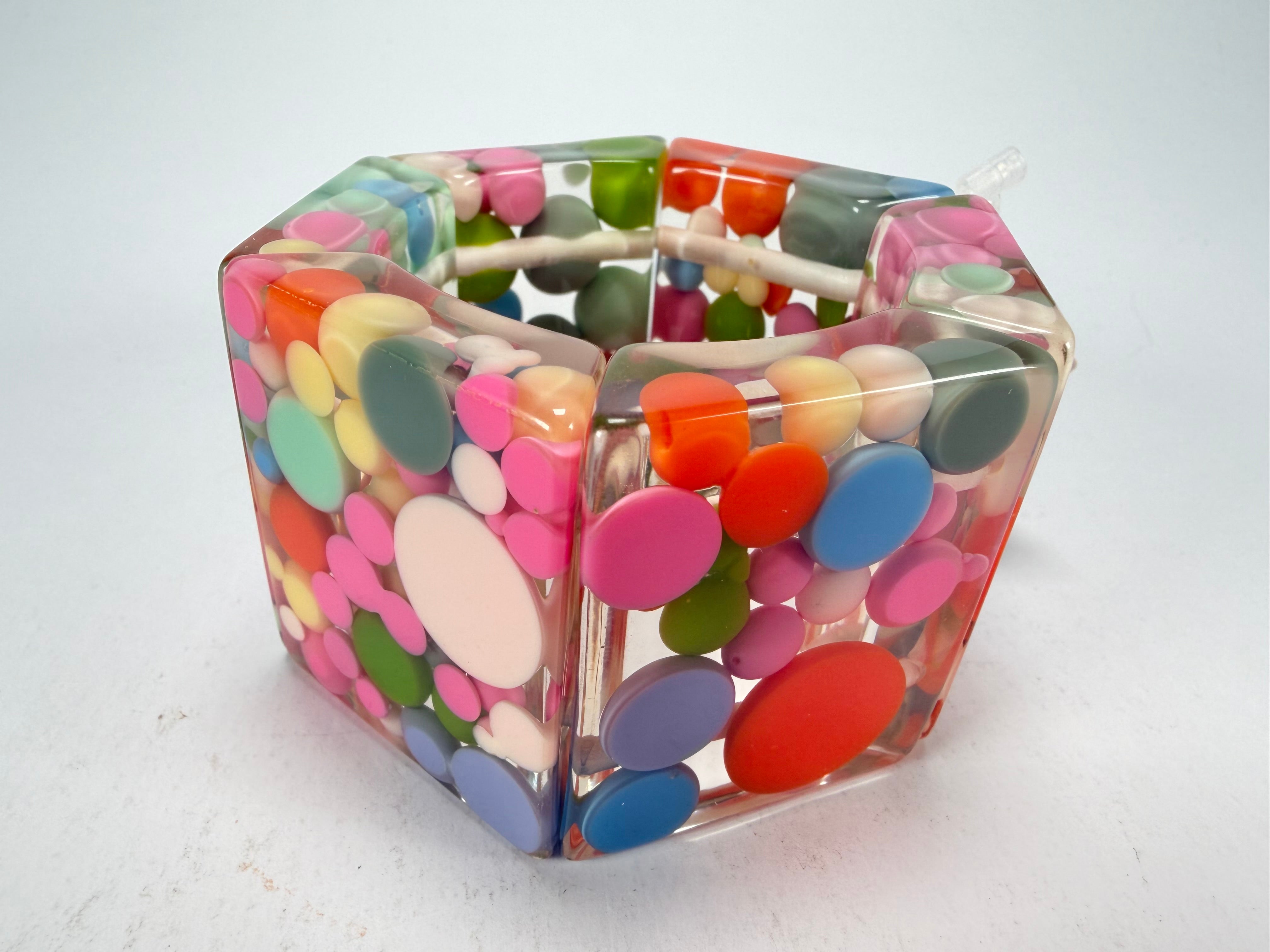 Jackie Brazil "Sabrina" Spots Hexagonal Elasticated 5cm Bracelet ( B2522 )