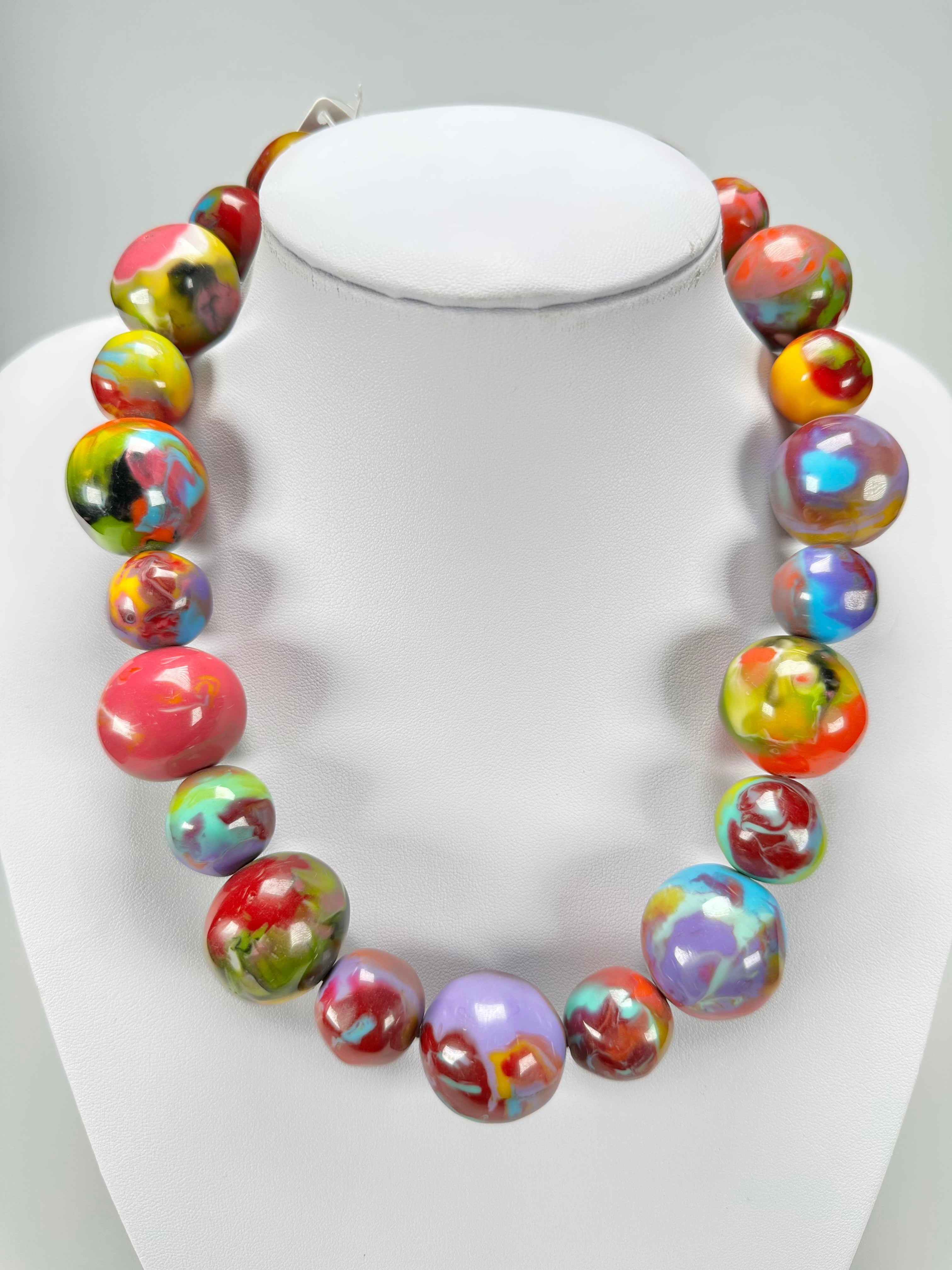 Jackie Brazil "Large Spheres" Kandinsky Short Abstract Necklace 50cm ( N2692 )
