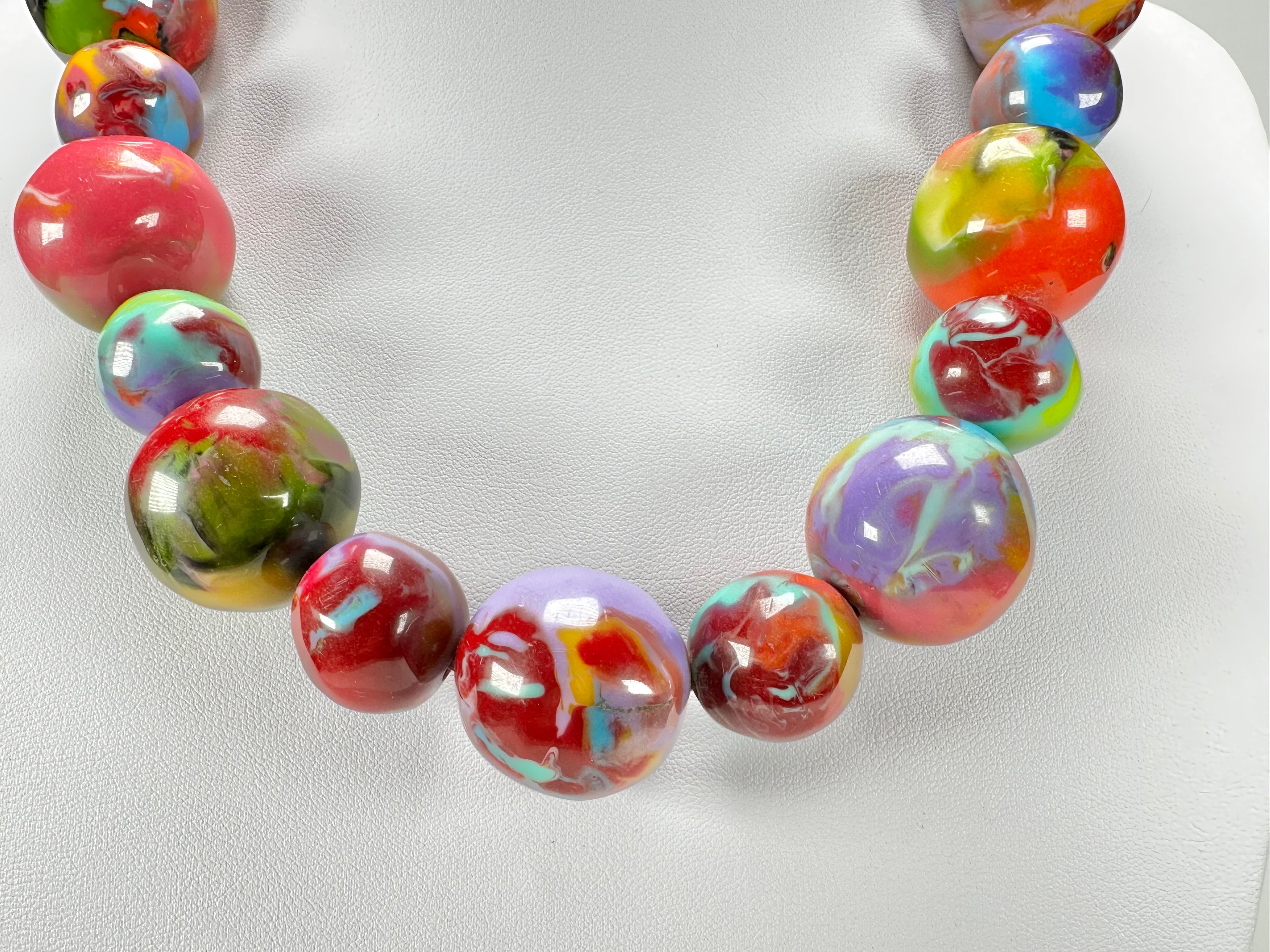 Jackie Brazil "Large Spheres" Kandinsky Short Abstract Necklace 50cm ( N2692 )