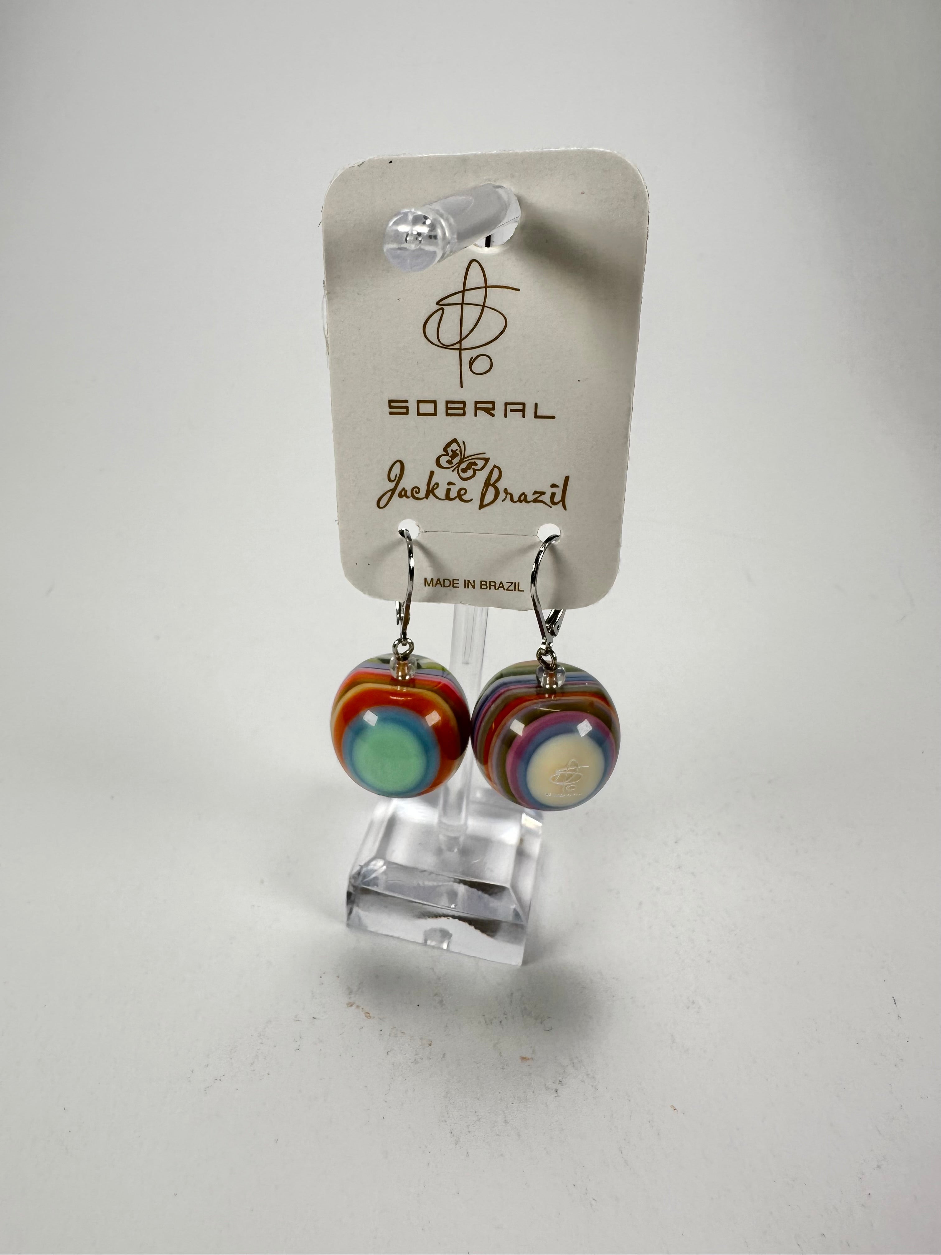Jackie Brazil "Cat Eyes" Liquorice Balls Spring Mix Short Resin Earrings ( E0960 )