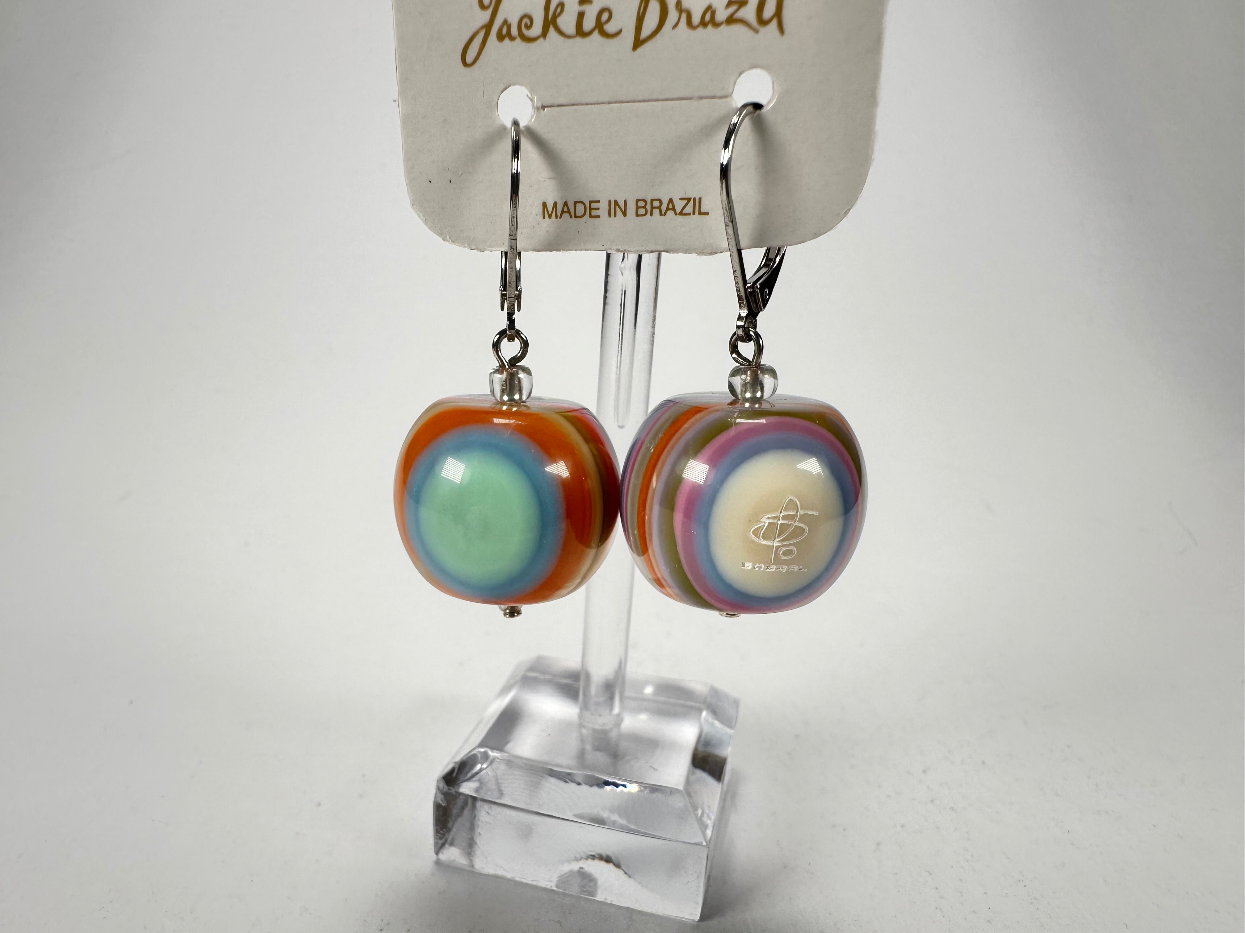 Jackie Brazil "Cat Eyes" Liquorice Balls Spring Mix Short Resin Earrings ( E0960 )