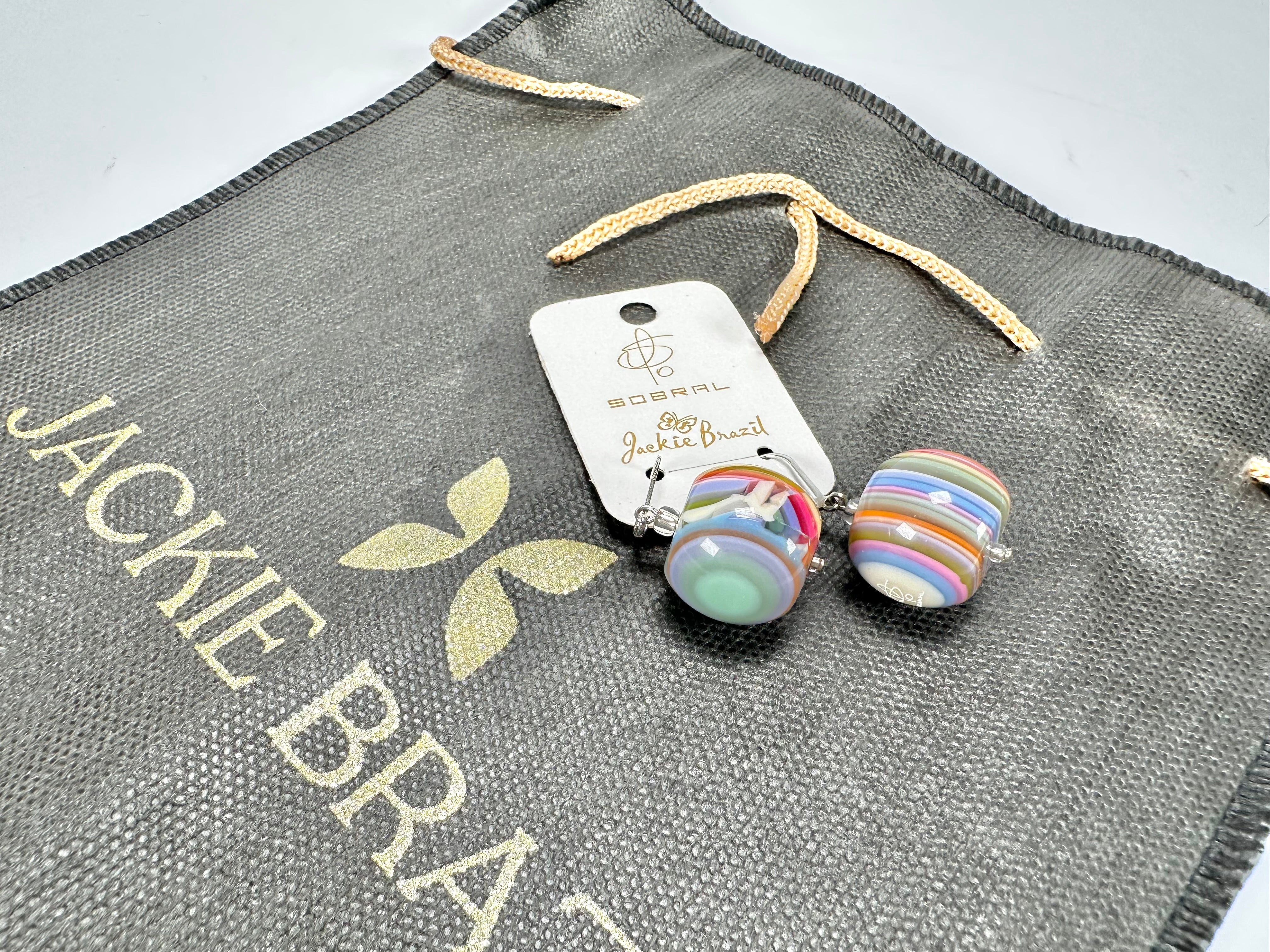 Jackie Brazil "Cat Eyes" Liquorice Balls Spring Mix Short Resin Earrings ( E0960 )