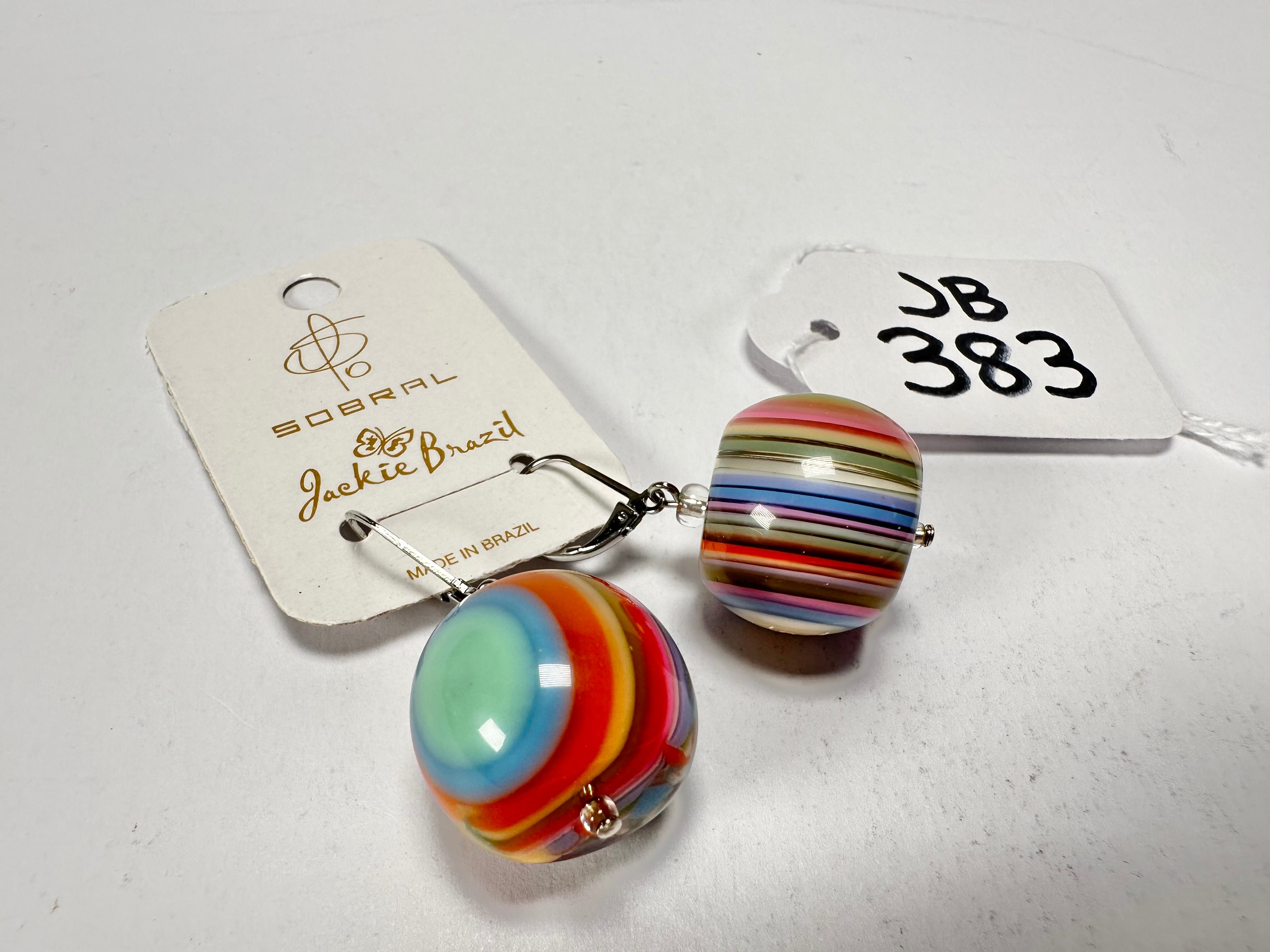 Jackie Brazil "Cat Eyes" Liquorice Balls Spring Mix Short Resin Earrings ( E0960 )