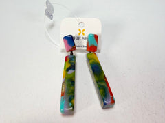 Jackie Brazil "Crown" Kandinsky Mix Thin Rectangle Resin Earrings ( E2335 )
