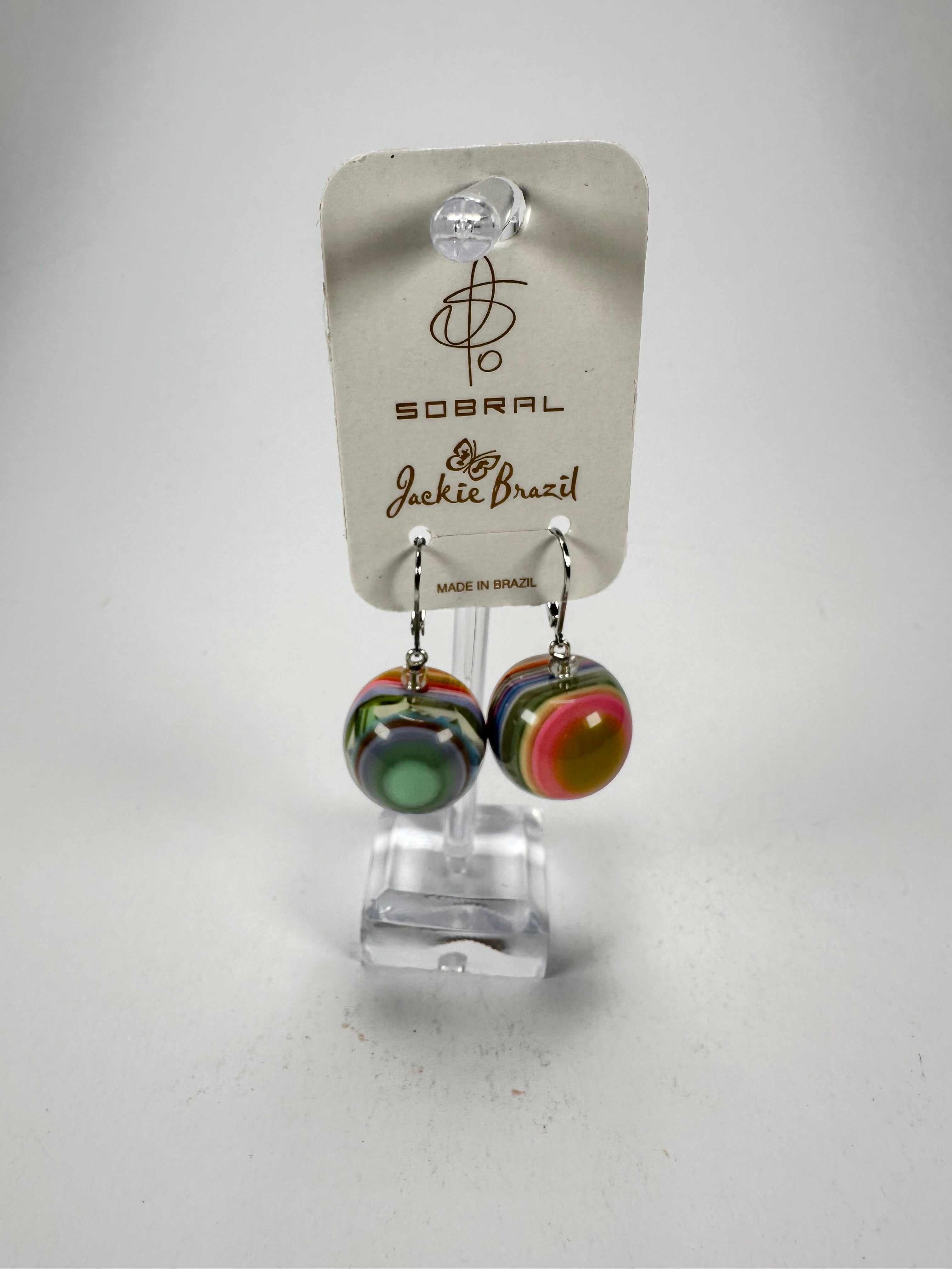 Jackie Brazil "Cat Eyes" Liquorice Balls Spring Mix Short Resin Earrings ( E0960 )