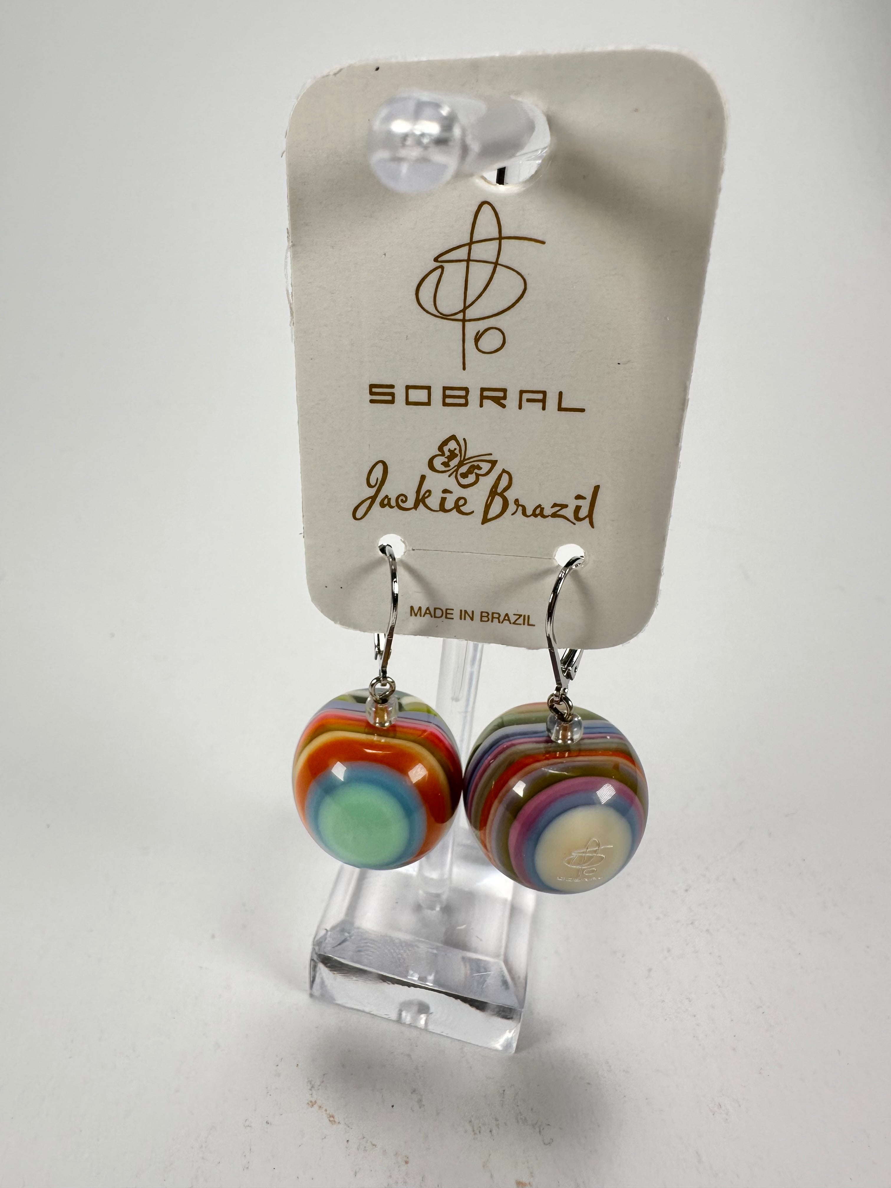 Jackie Brazil "Cat Eyes" Liquorice Balls Spring Mix Short Resin Earrings ( E0960 )