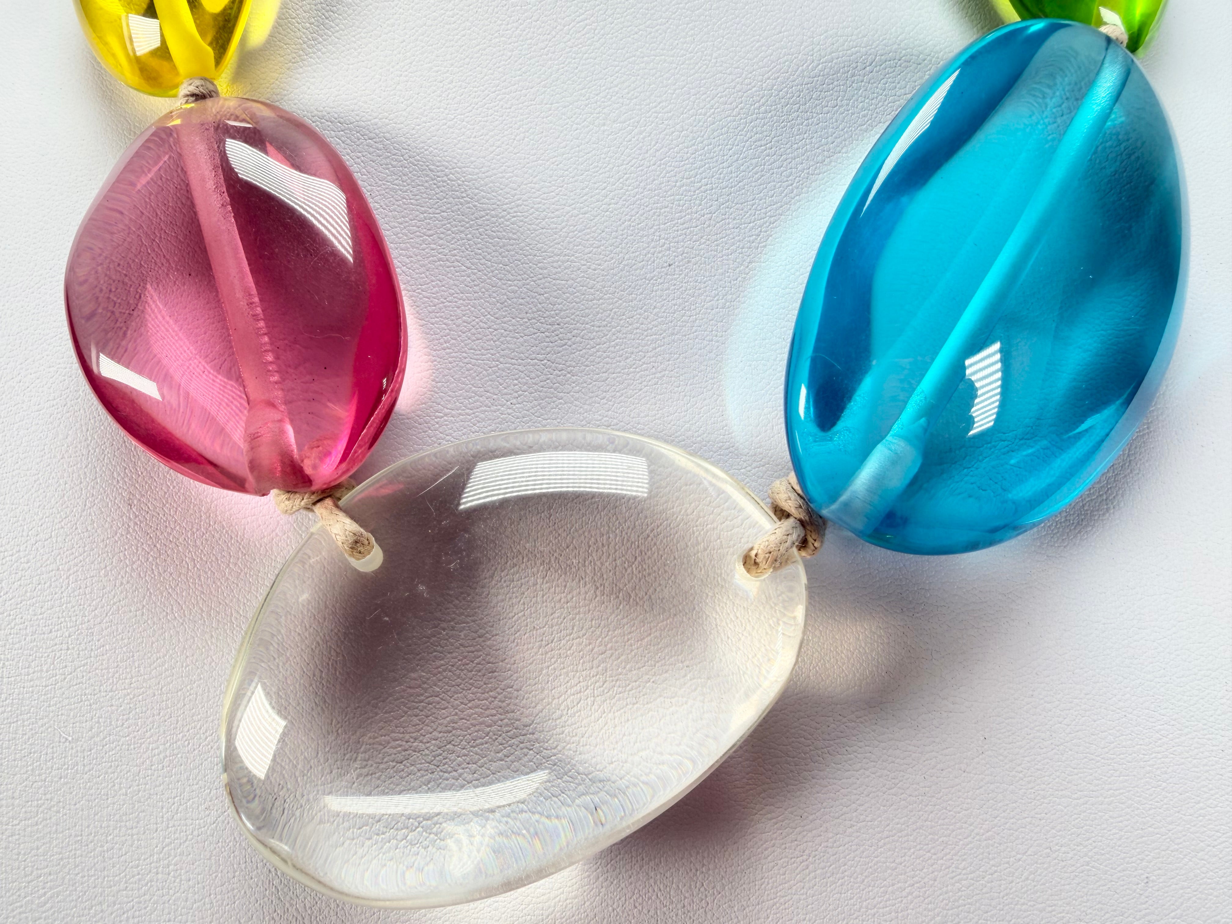 Jackie Brazil "Transparent" Summer Mix Short Flat Riverstones 50cm Necklace ( N3616 )