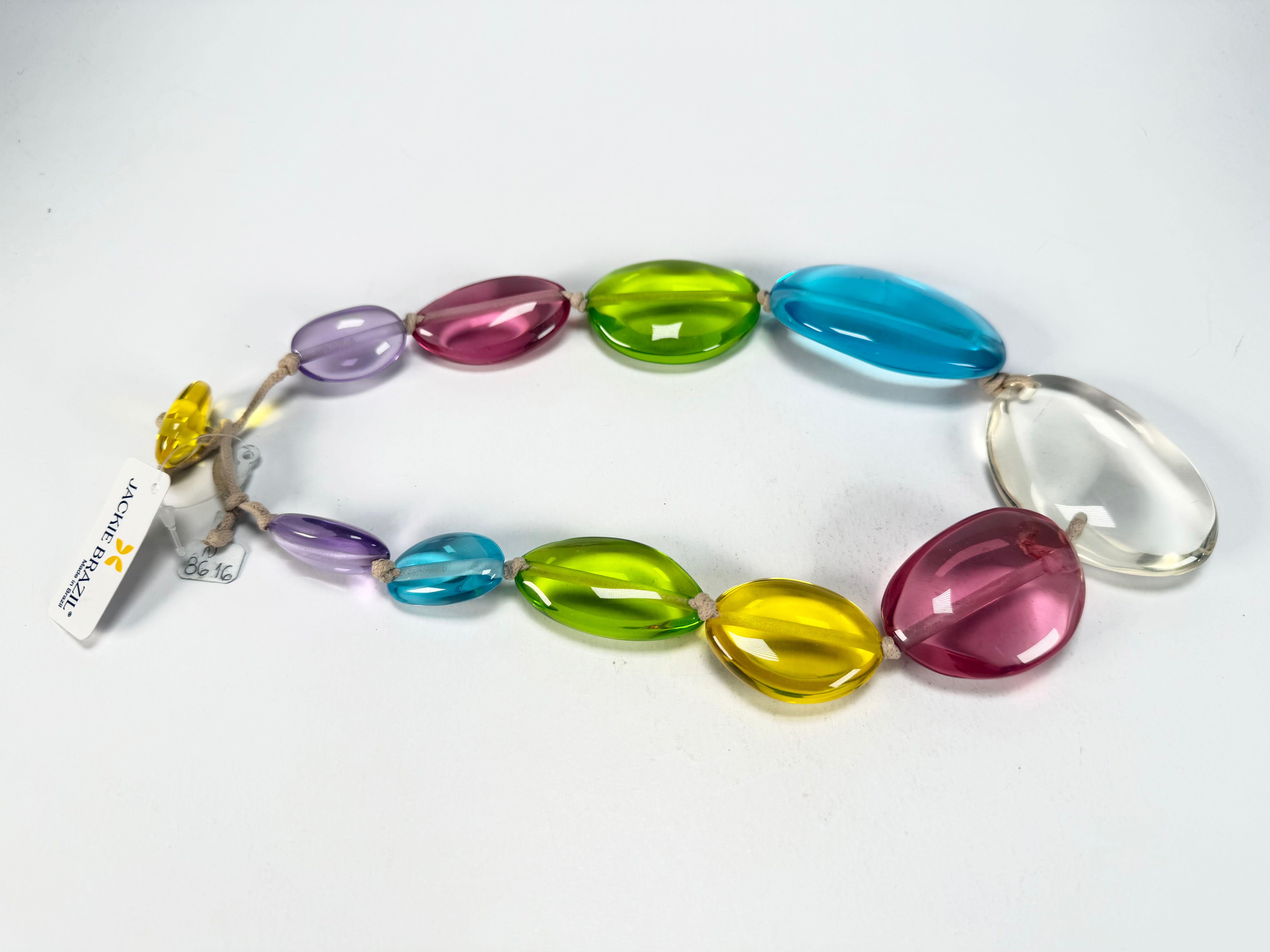 Jackie Brazil "Transparent" Summer Mix Short Flat Riverstones 50cm Necklace ( N3616 )