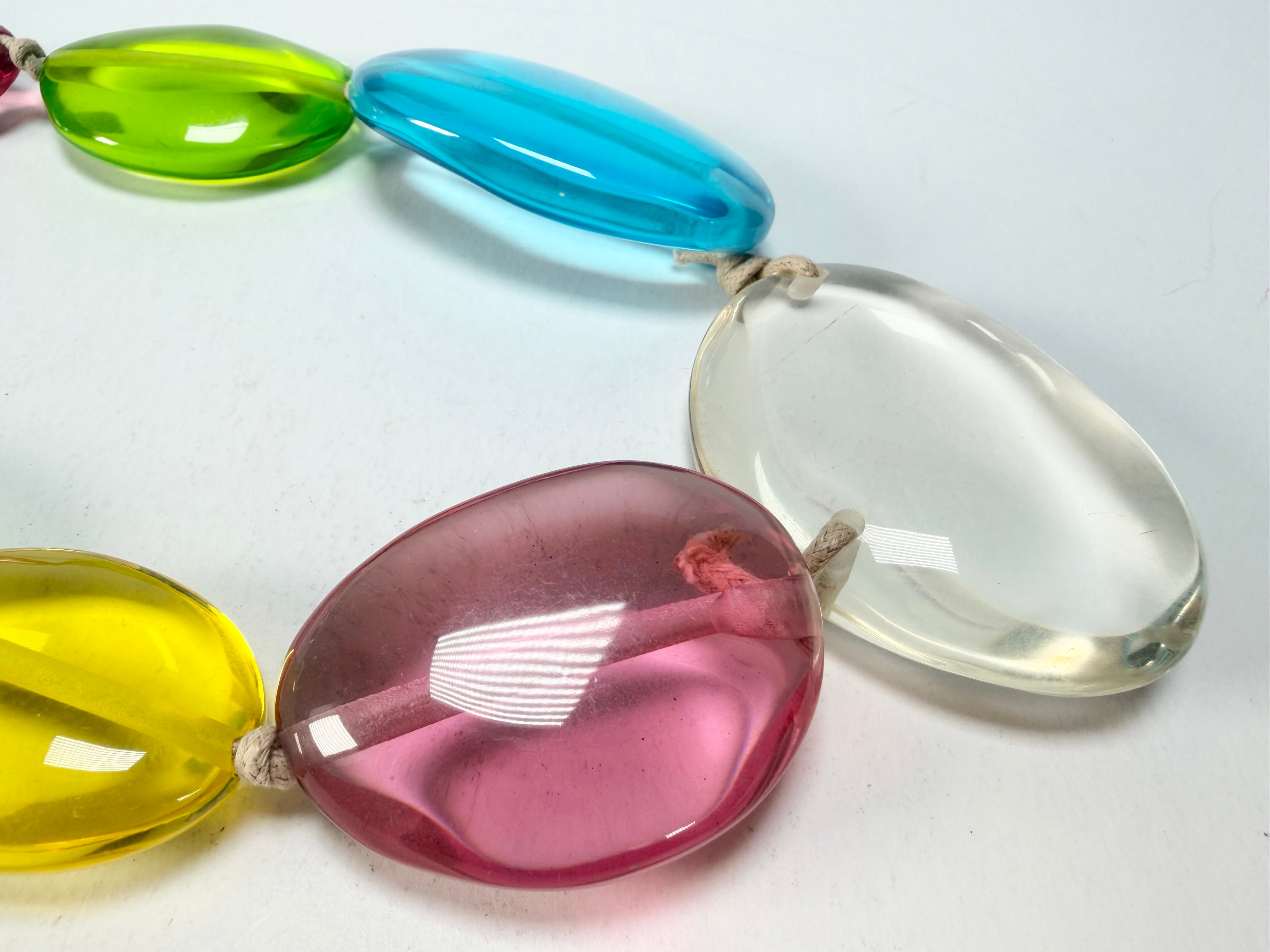 Jackie Brazil "Transparent" Summer Mix Short Flat Riverstones 50cm Necklace ( N3616 )