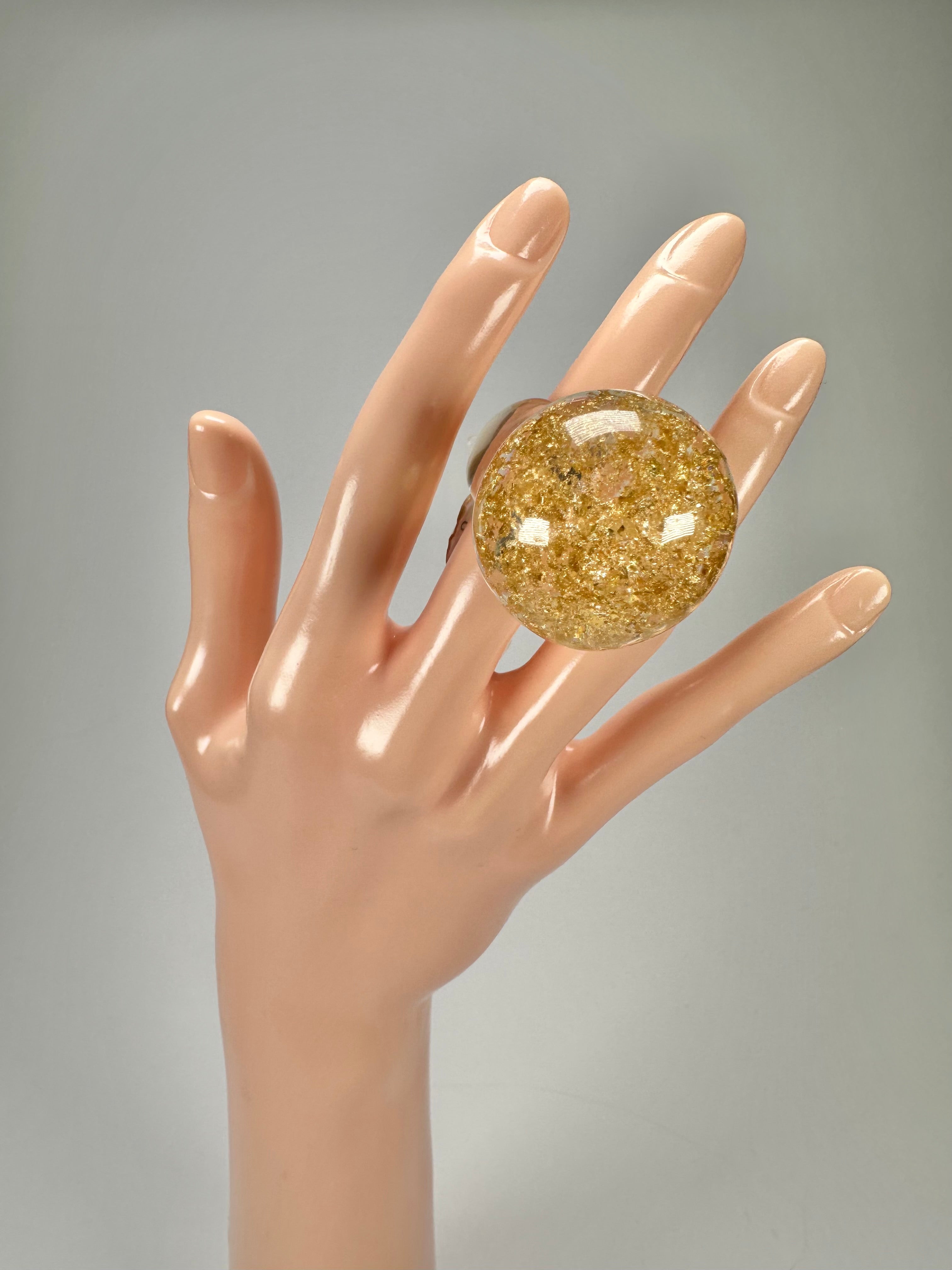 Jackie Brazil "Splendour" Large Ball Gold Flakes Ring ( R2500 ) Size UK - M  / US - 6.5