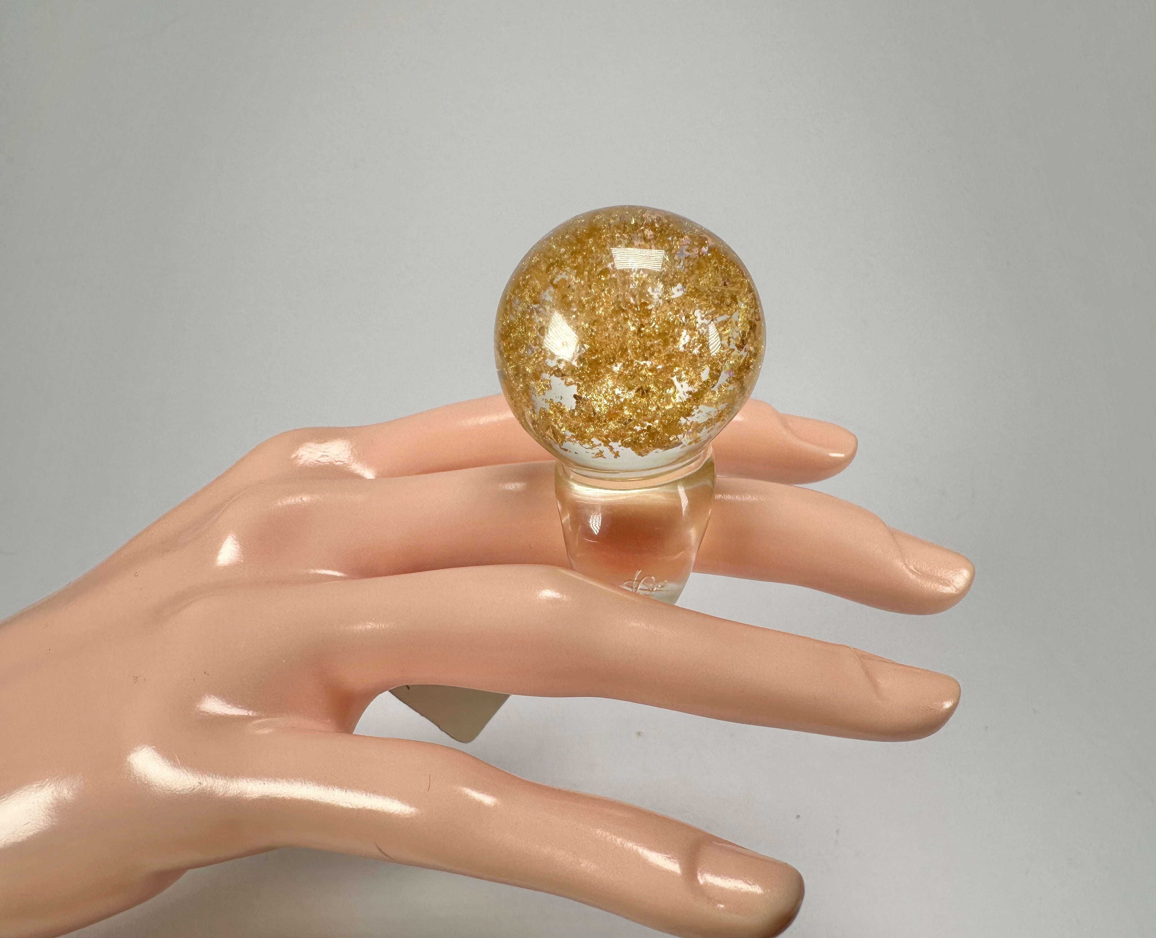 Jackie Brazil "Splendour" Large Ball Gold Flakes Ring ( R2500 ) Size UK - M  / US - 6.5
